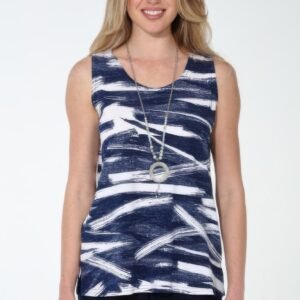 Venechia Pleated Print Sleeveless Tank Top -WH327130