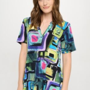 Short Sleeve V -neck Notch Top -WH327144