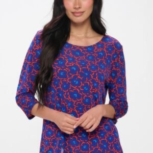 Hit Round Neck 3/4 Sleeve Slit Top