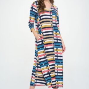 Hit V -neck Long Dress W/pocket -WH327396