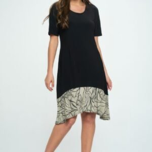 Hit Half Sleeve Contrast Dress -WH327397