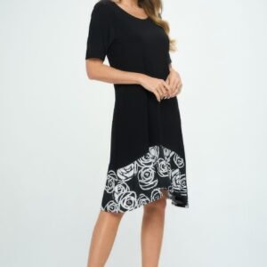 Hit Half Sleeve Contrast Dress -WH327398