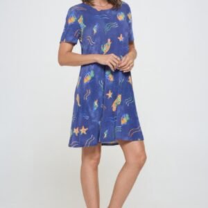 Short -sleeved Knee -length Dress -WH327404