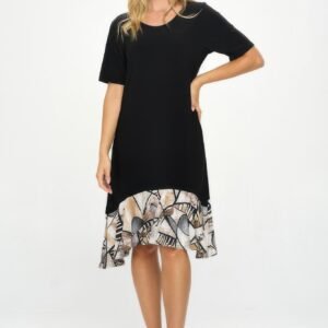 Hit Half Sleeve Contrast Dress -WH327405