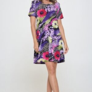 Short -sleeved Knee -length Dress -WH327409