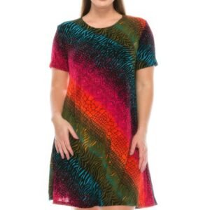 Short -sleeved Knee -length Dress -WH327411