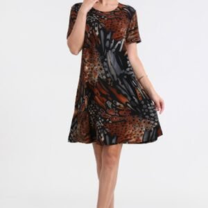 Short -sleeved Knee -length Dress -WH327412