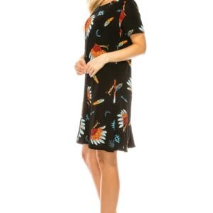 Short -sleeved Knee -length Dress -WH327417