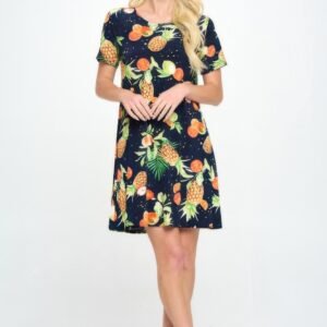 Short -sleeved Knee -length Dress -WH327419