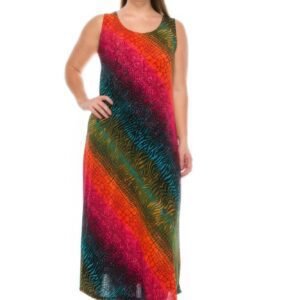 Abstract Print Stretchy Maxi Dress