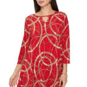 Glitter Quarter Sleeve Print Top