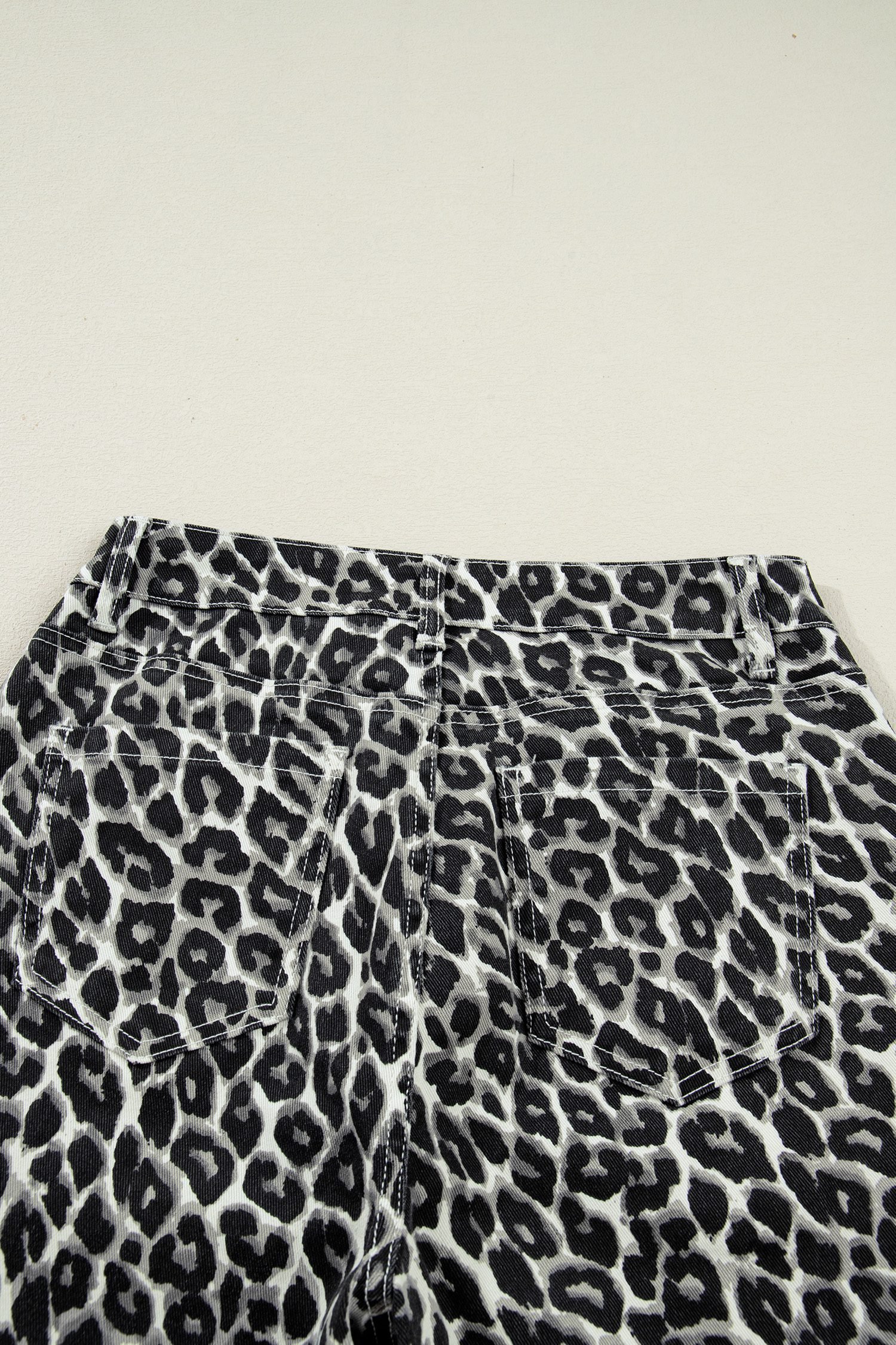 Black Leopard Print Barrel Jeans - Image 10