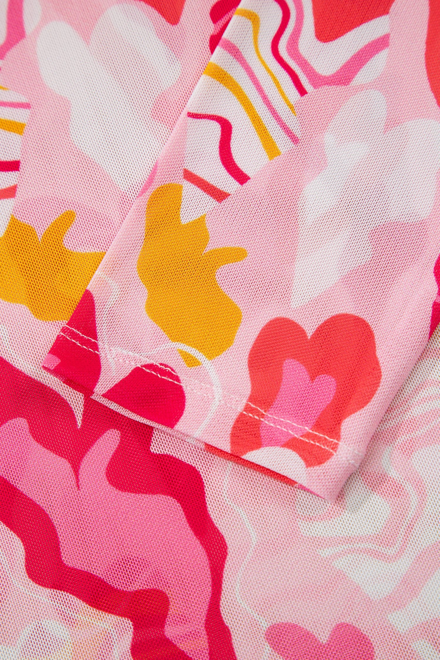 Rose Valentine Heart Mesh Long Sleeve Top