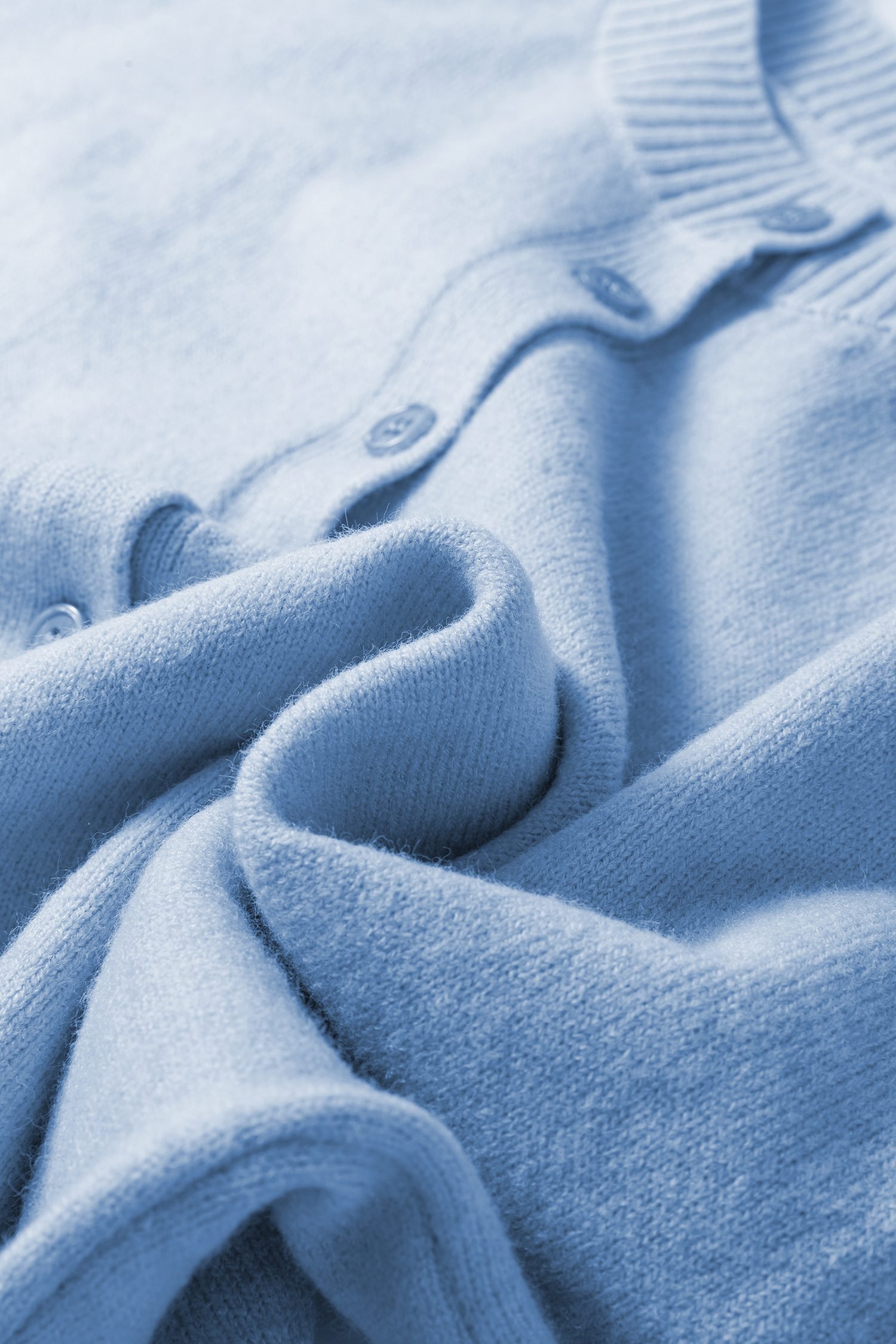 Beau Blue 3/4 Sleeve Boxy Knit Button Down Sweater Cardigan - Image 11