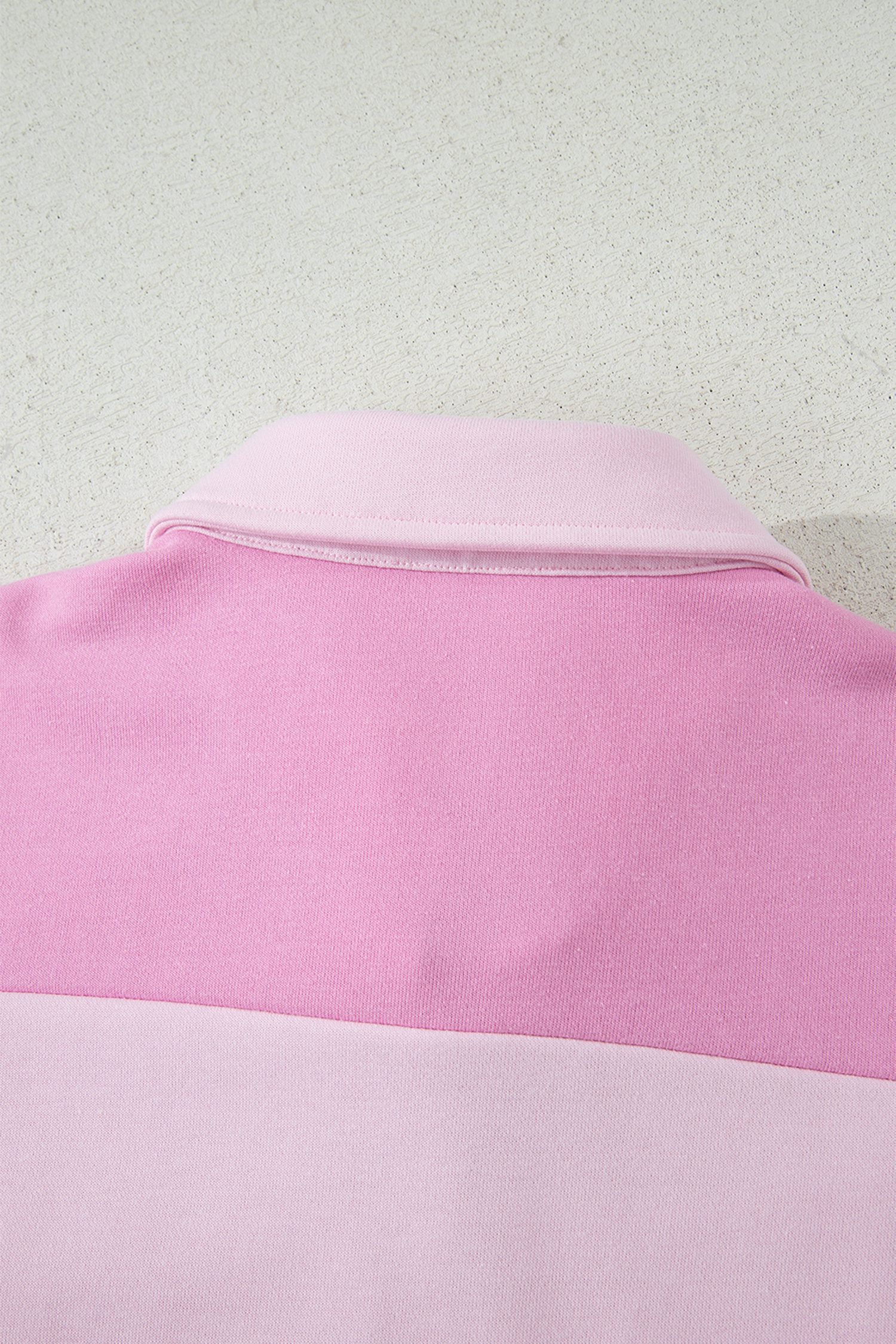 Pink Raw Seam Color Block Patchwork Button Polo Collar Mini Dress