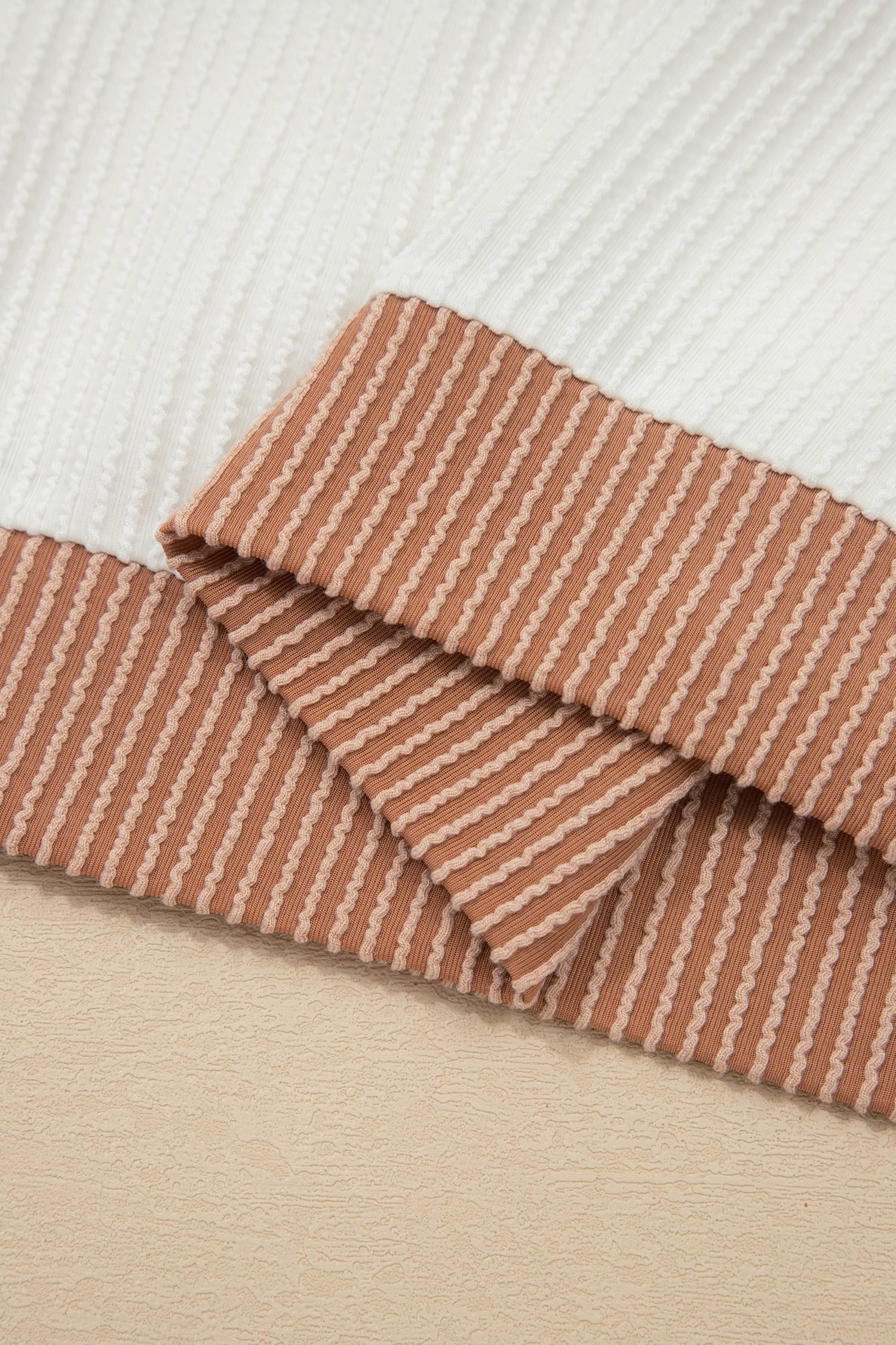 Apricot Bowknot Applique Plus Size Ribbed Top - Image 11