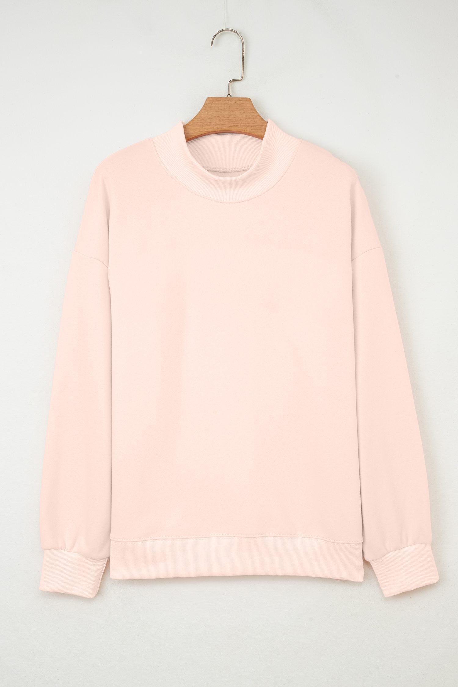Apricot Pink Oversize Mock Neck Sweatshirt