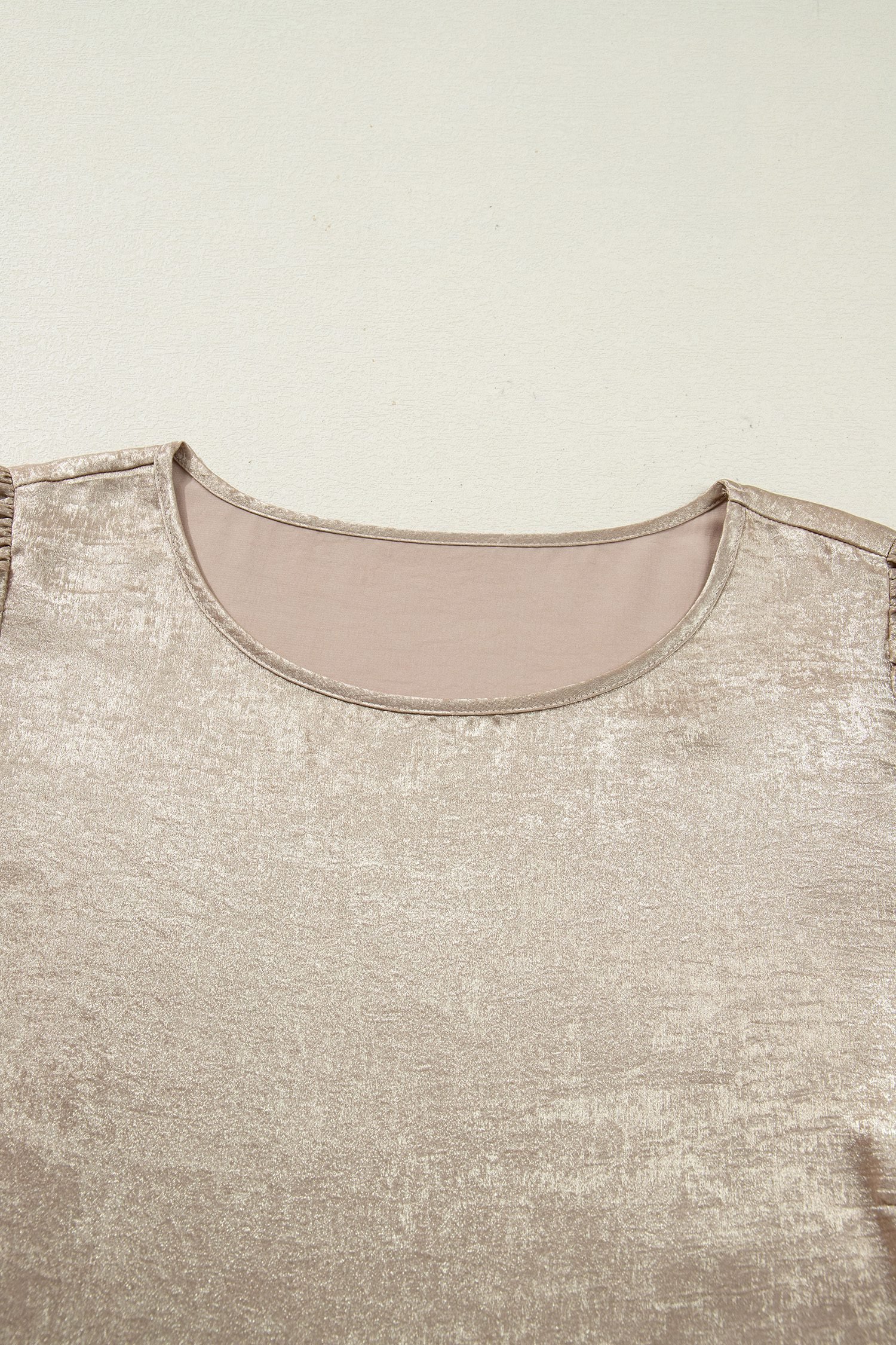 Apricot Plus Size Metallic Long Flounce Sleeve Blouse