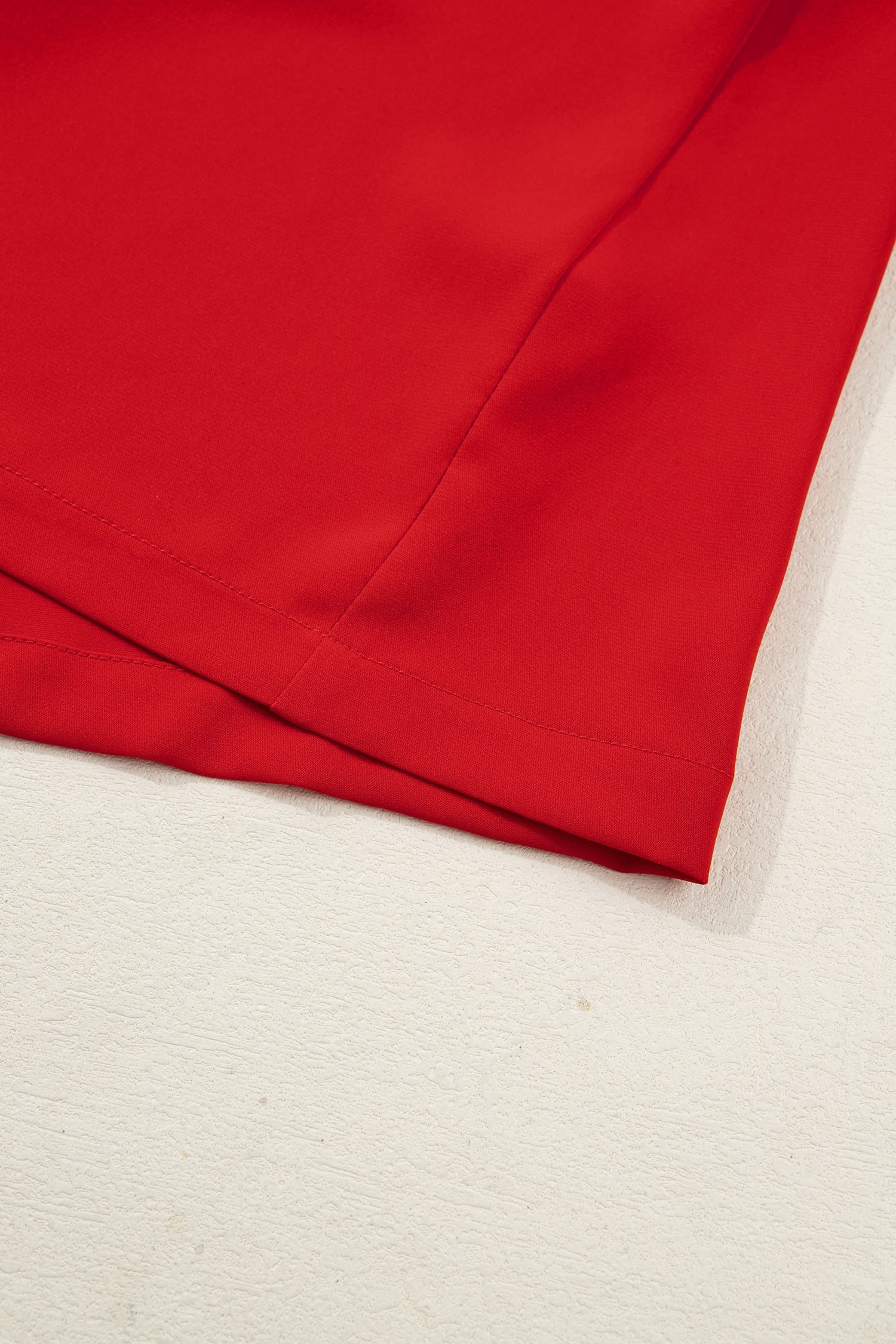 Fiery Red Contrast Trim Ribbon Bow Short Silky 2pcs Pajama Set - Image 8