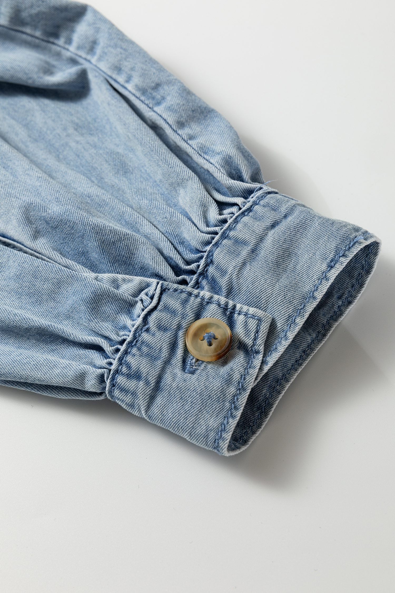 Beau Blue Ruffled Peter Pan Collar Western Denim Shirt - Image 10