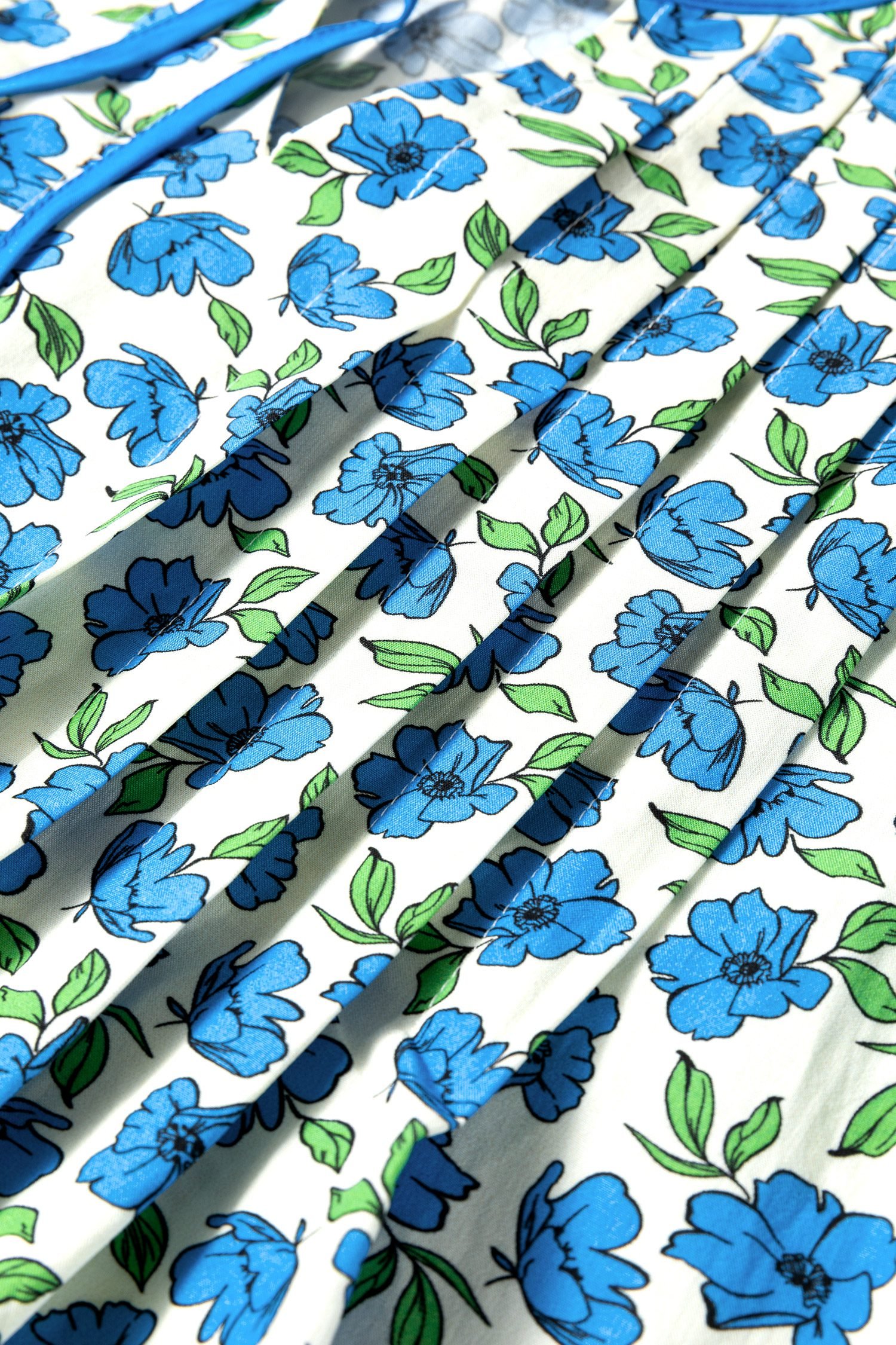 Sky Blue Tiered Flutter Sleeve Pleated Flower Blouse - Image 10