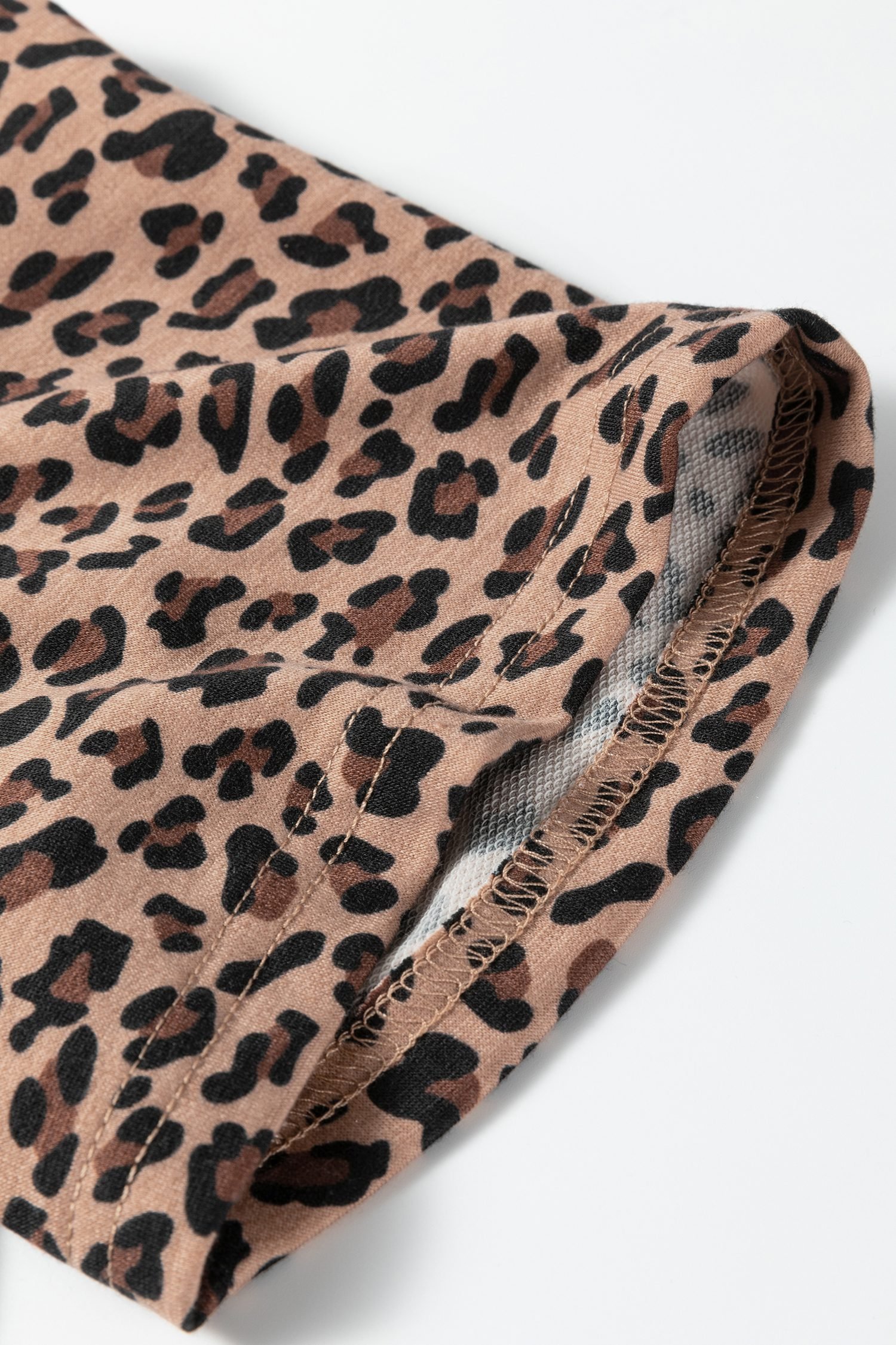 Brown Leopard Loose Tee Drawstring Waist Barrel Pants Set - Image 10