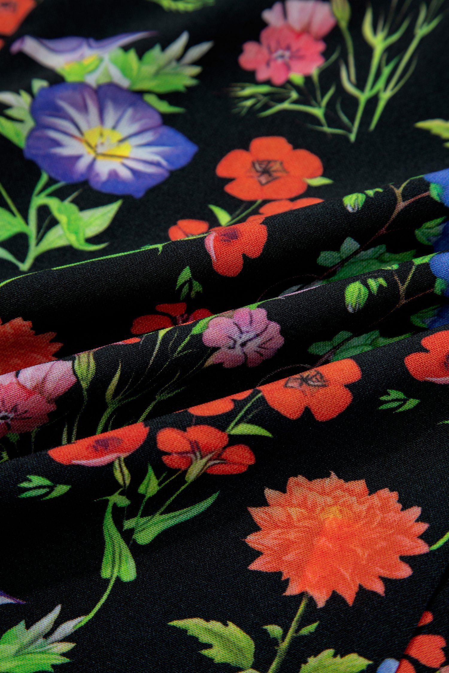 Black Tiered Flutter Sleeve V Neck Flower Blouse - Image 15