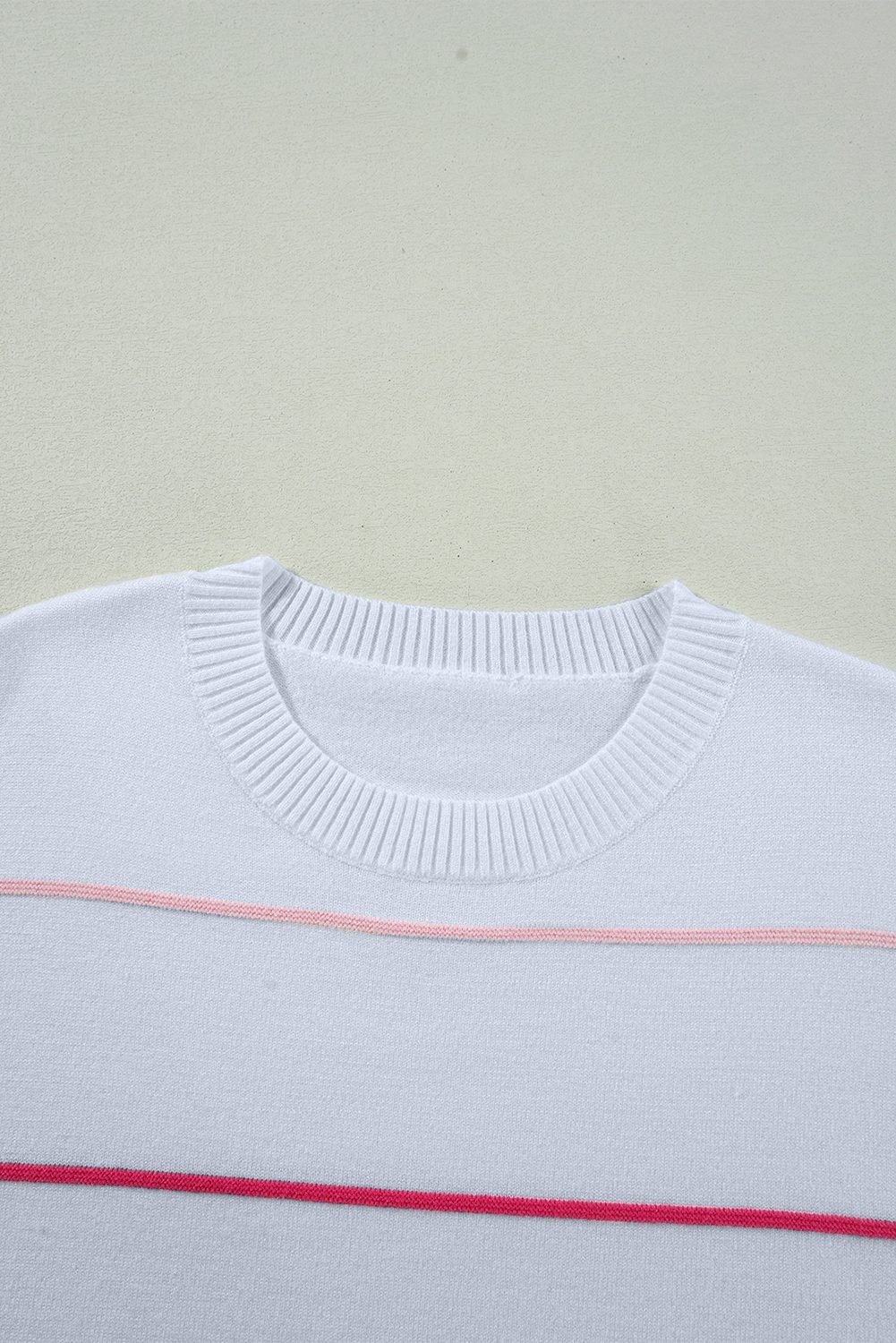Beau Blue Colorblock Striped Half Sleeve Drop Shoulder Sweater