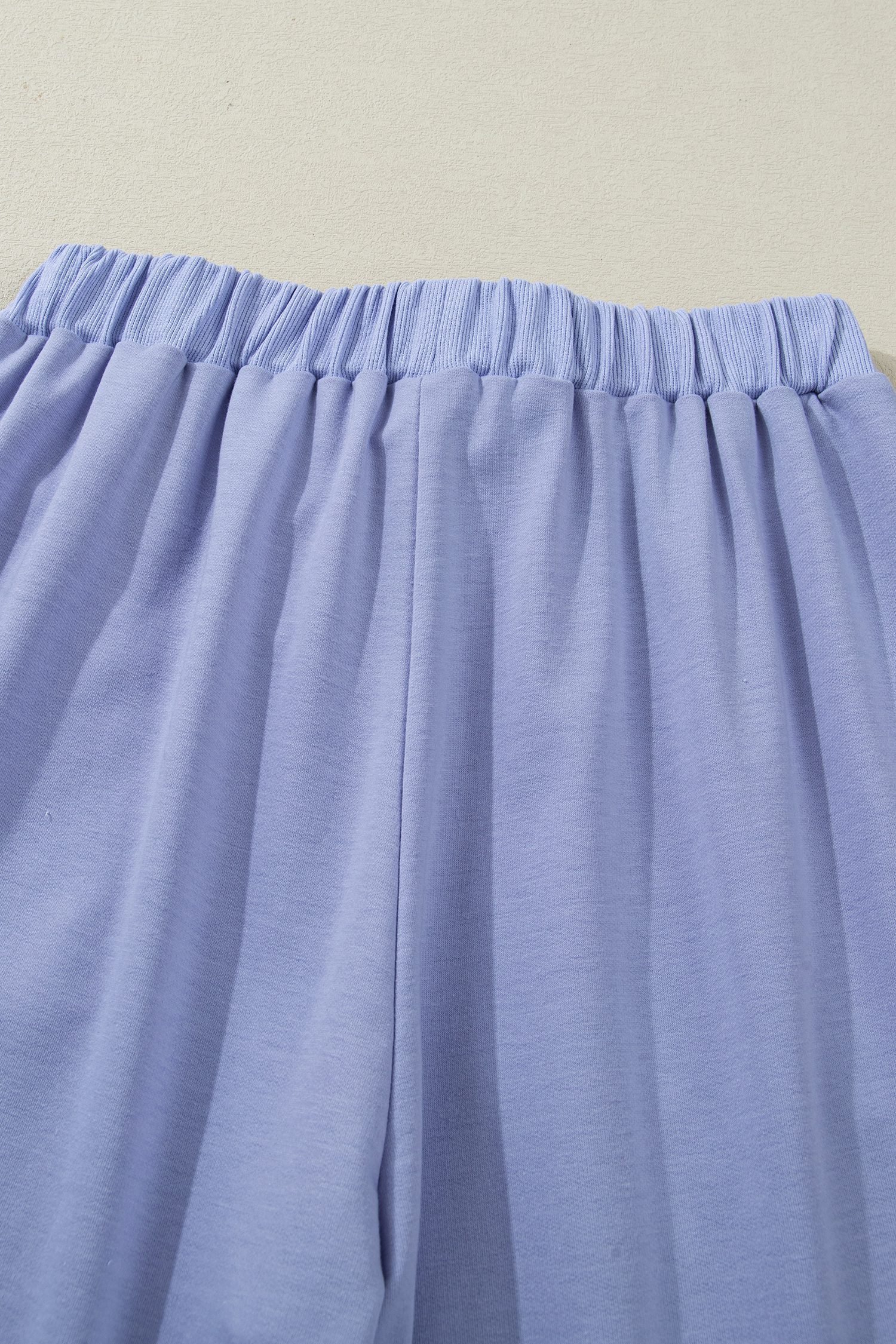 Beau Blue Flounce Long Sleeve Top Drawstring Pants Contrast Velvet Bow Knot 2pcs Lounge Set