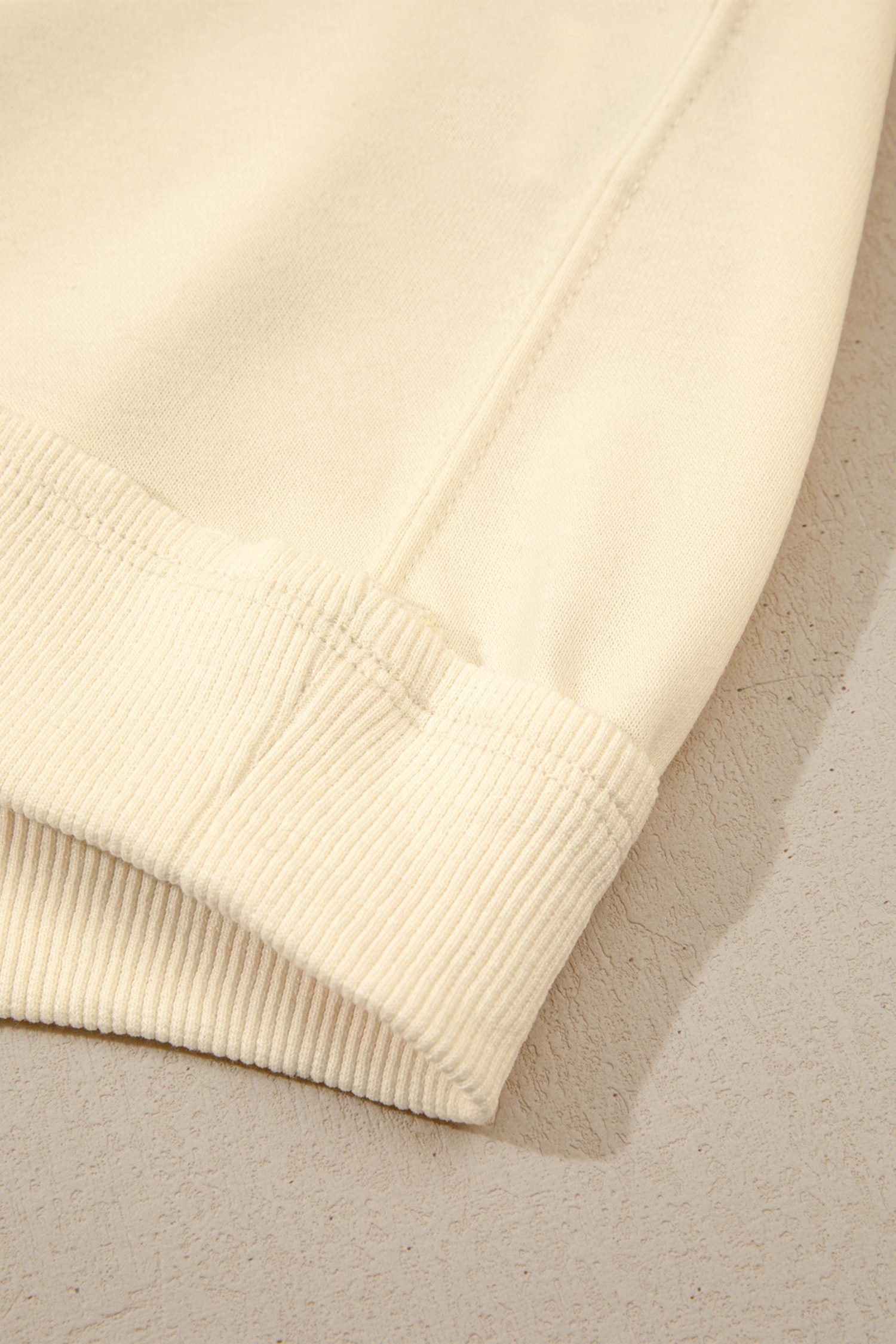 Beige Contrast Varsity Striped Neckline Cuffed Short Sleeve Loose Tunic Top