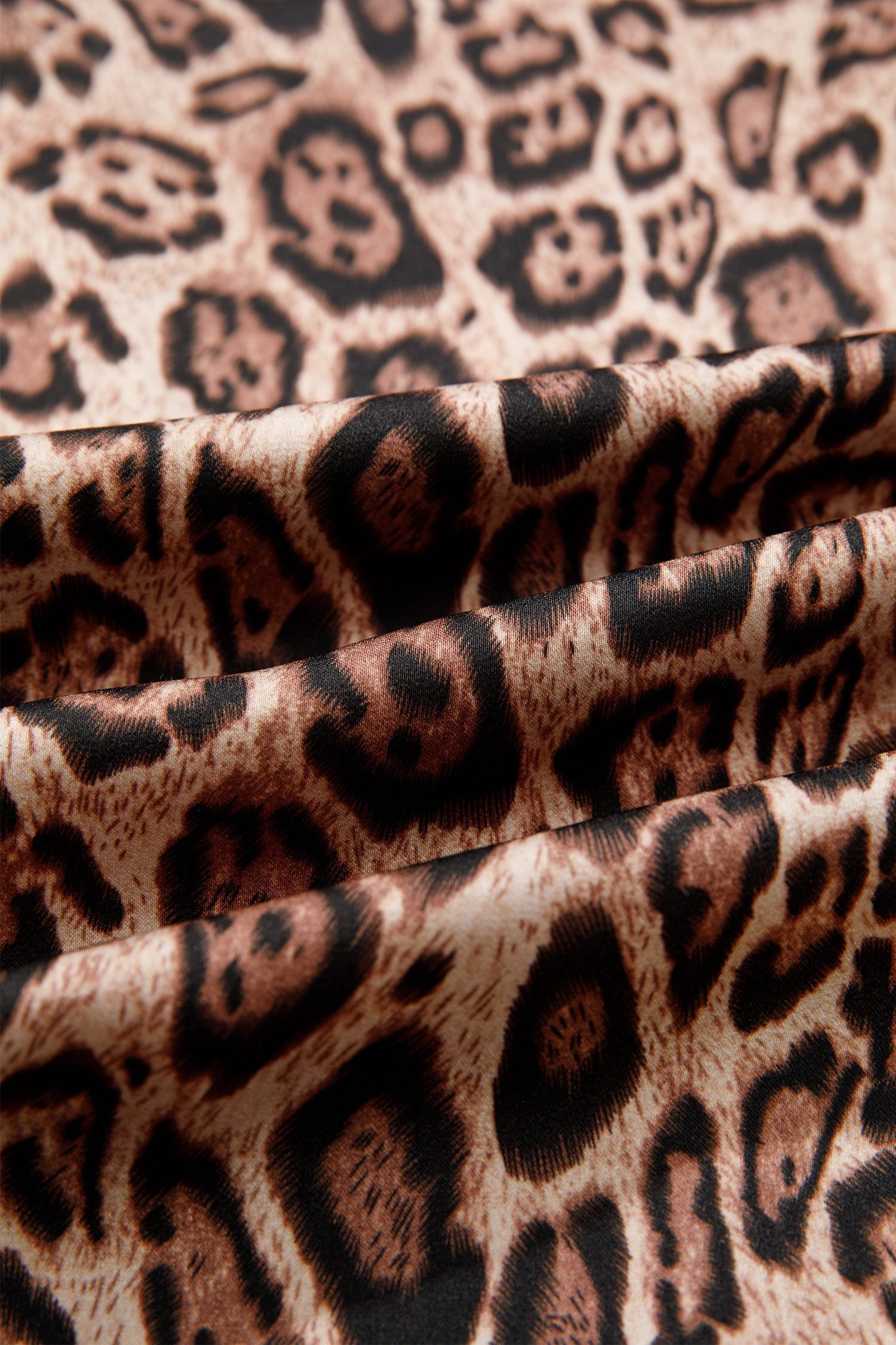 Brown Leopard Bow Tie Puff Sleeve Blouse