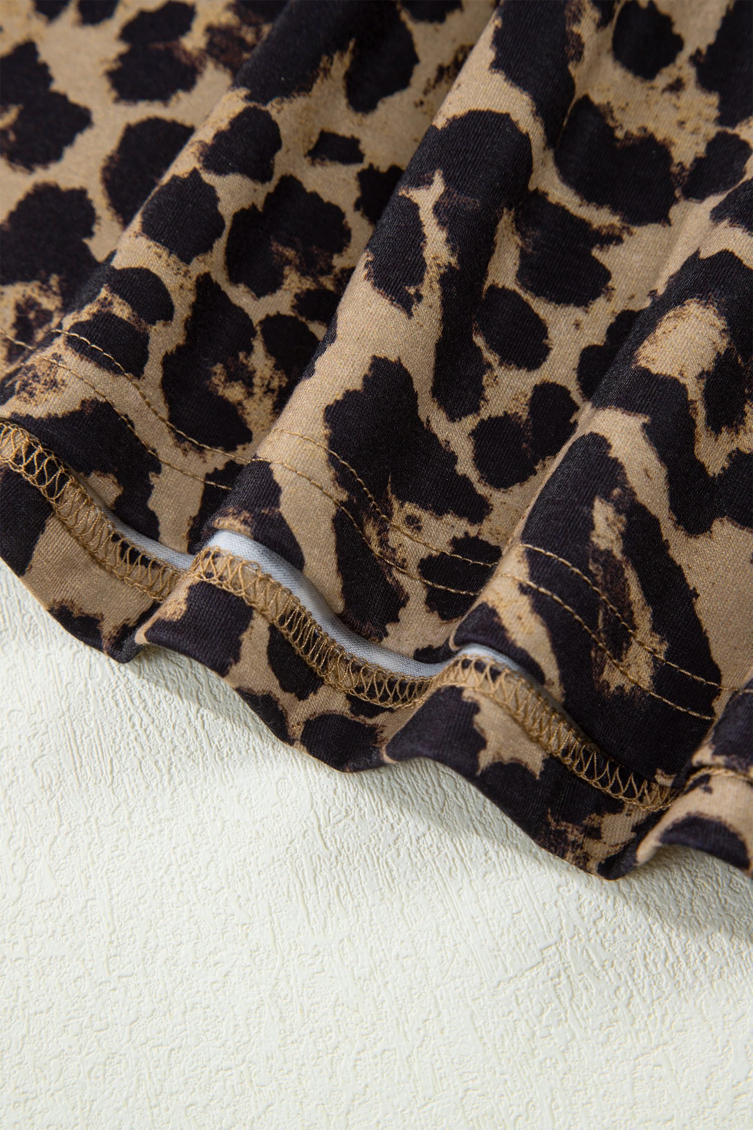 Brown Leopard Print Slim Long Sleeve T Shirt