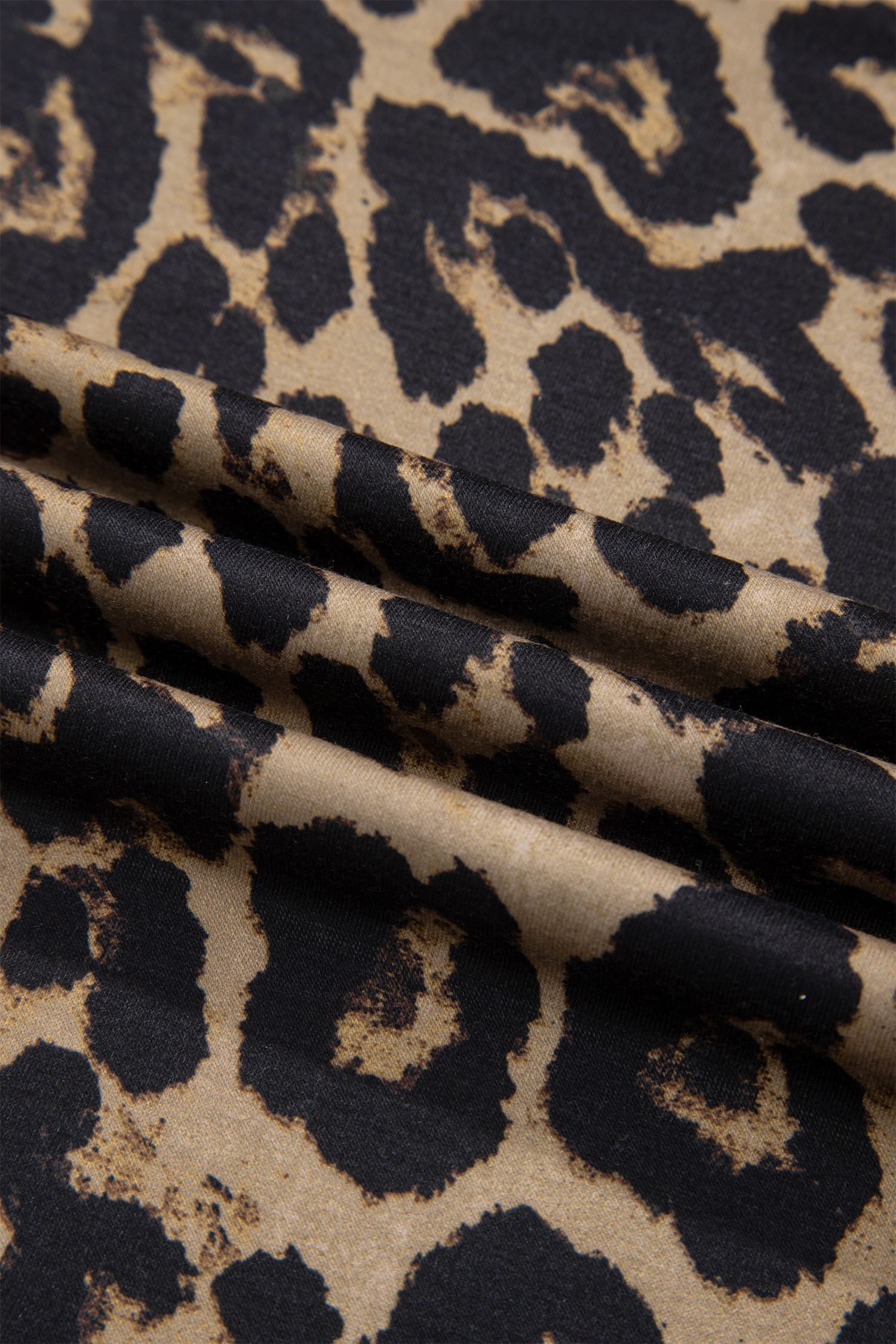 Brown Leopard Print Slim Long Sleeve T Shirt