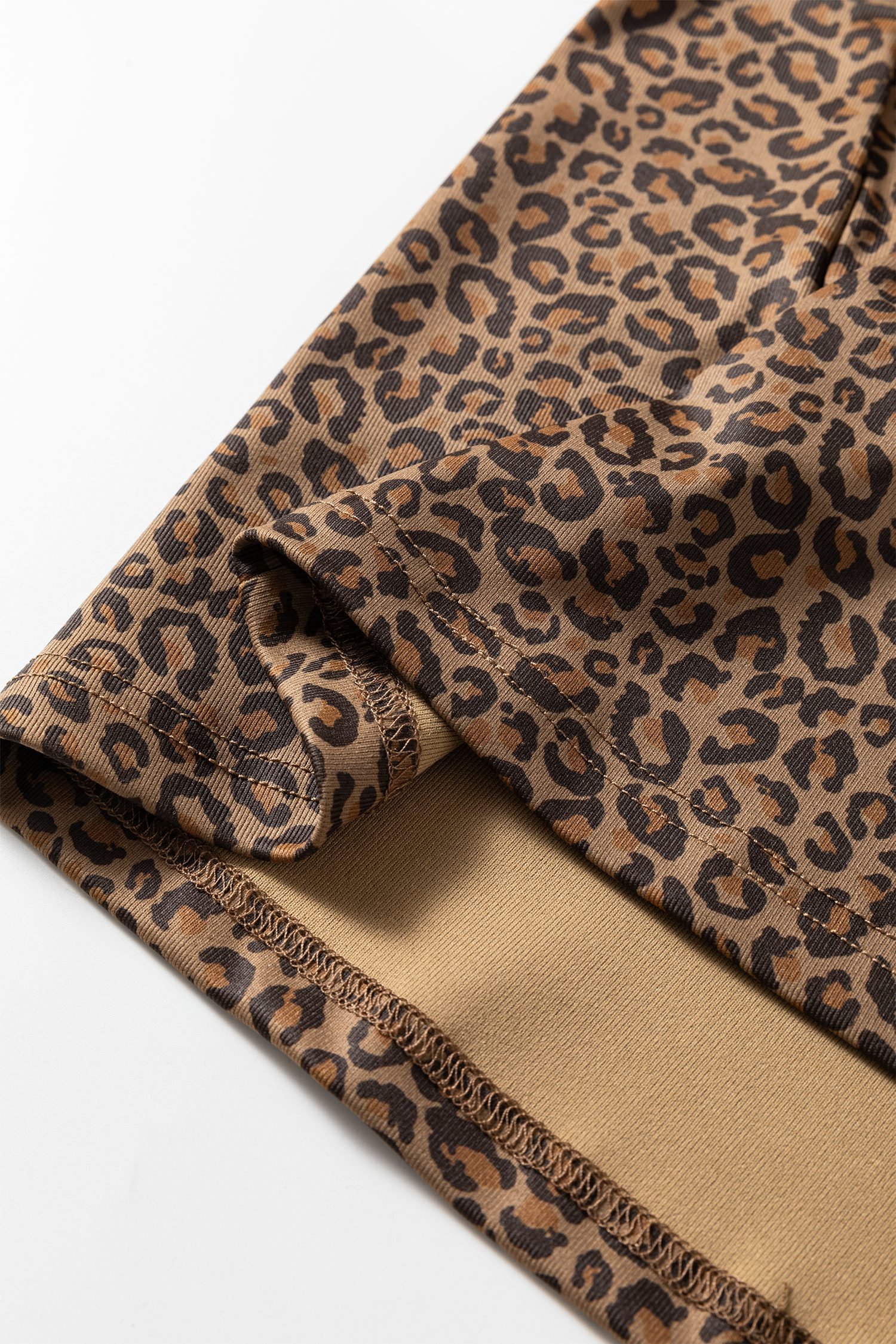 Khaki Fierce Leopard Crew Neck T Shirt