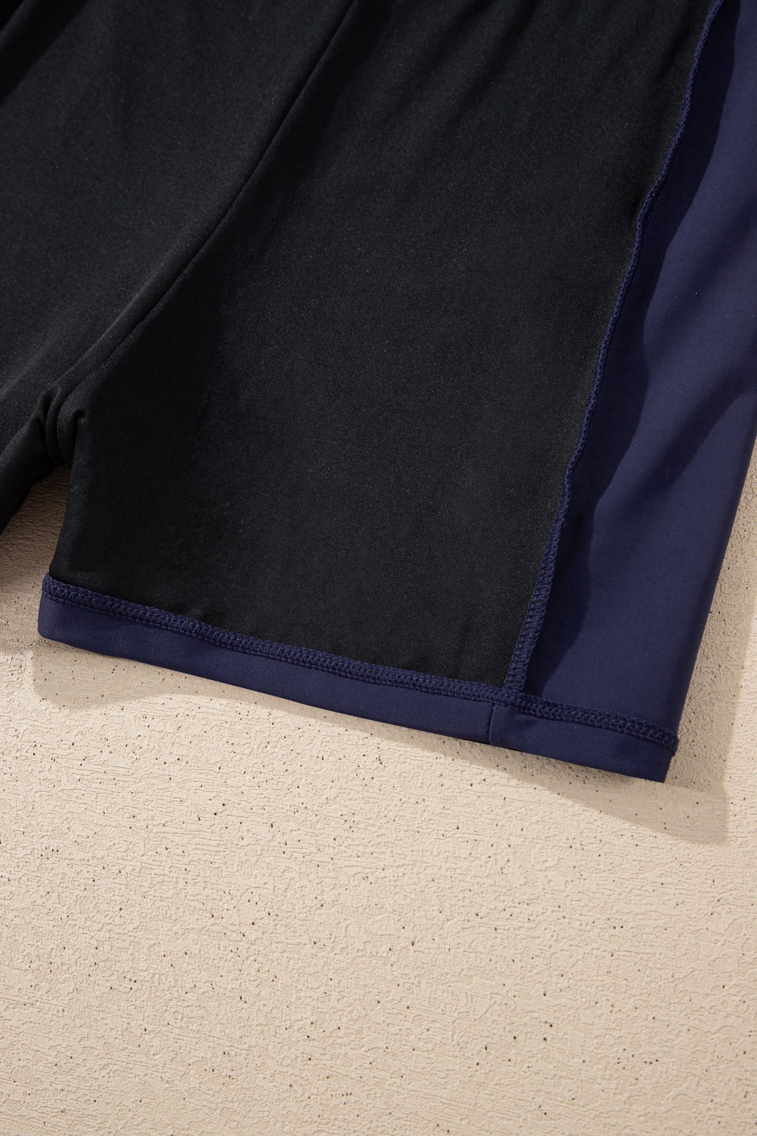 Navy Blue Contrast Edge Ruffled High Waist One Piece Swim Dress