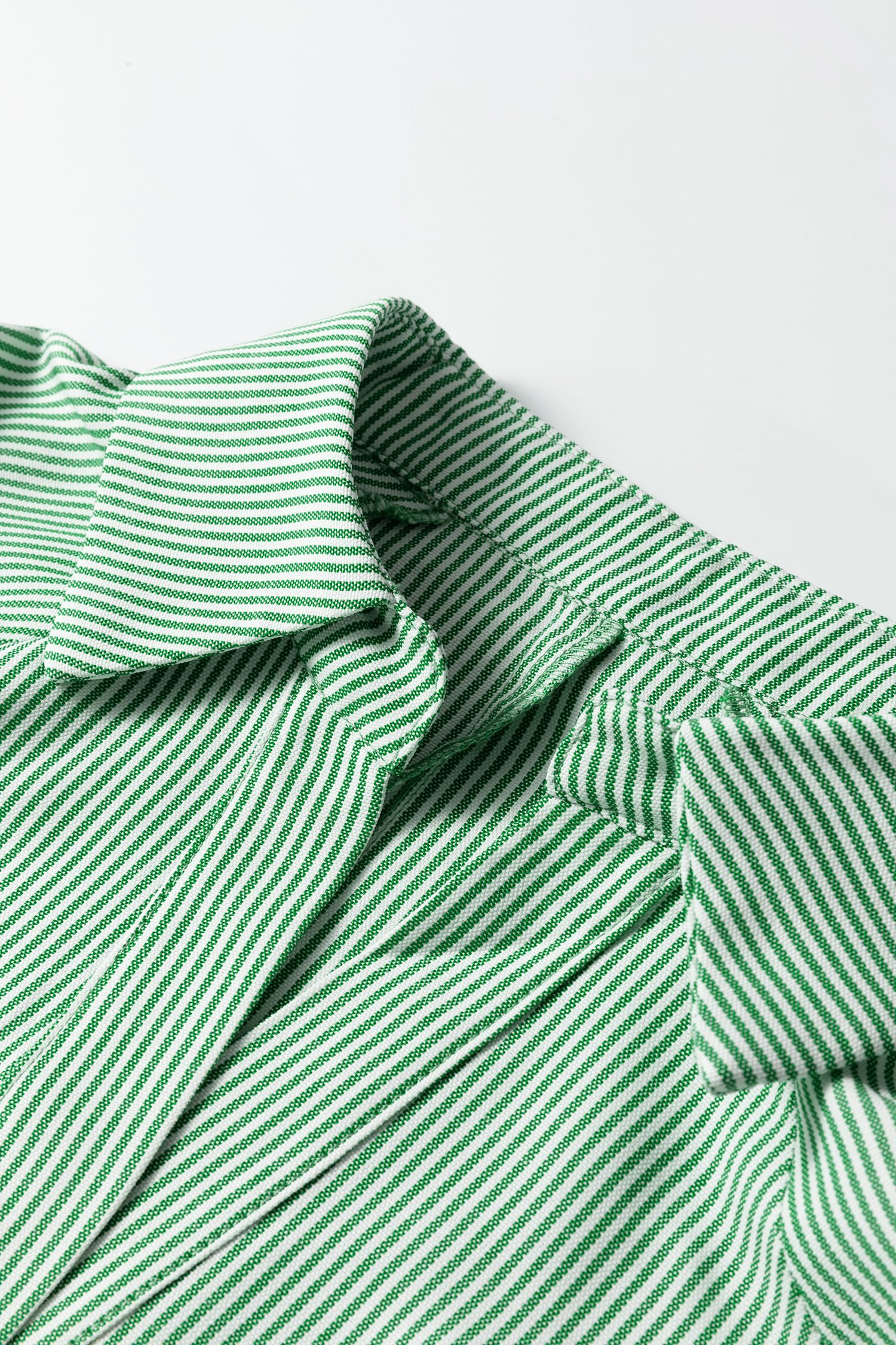 Mint Green Striped Print Collared Split Neck Half Sleeve Blouse - Image 7