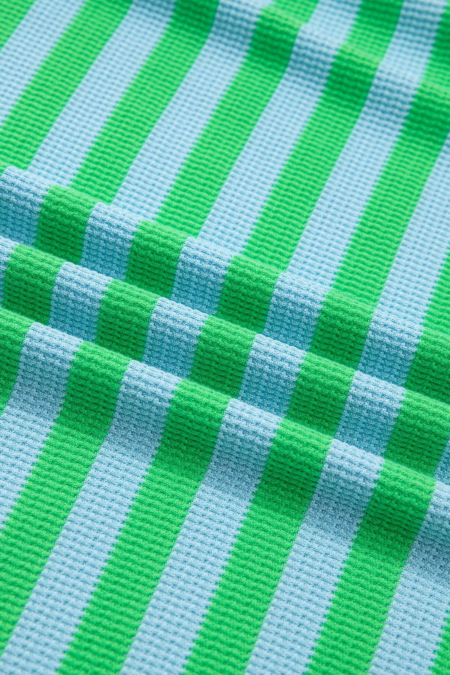 Green Stripe Puff Short Sleeve T Shirt Matching Shorts Set