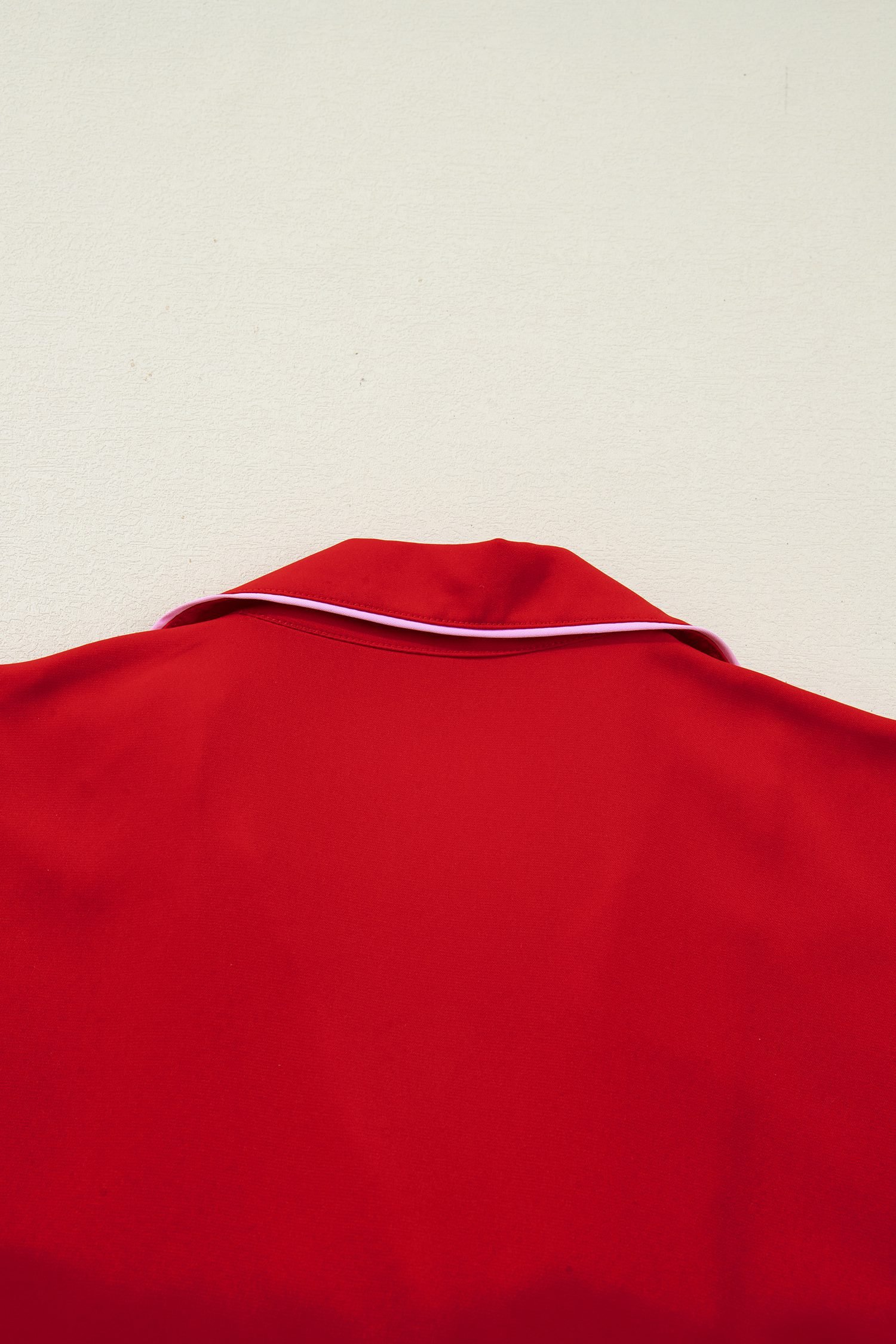 Fiery Red Contrast Trim Ribbon Bow Short Silky 2pcs Pajama Set - Image 10