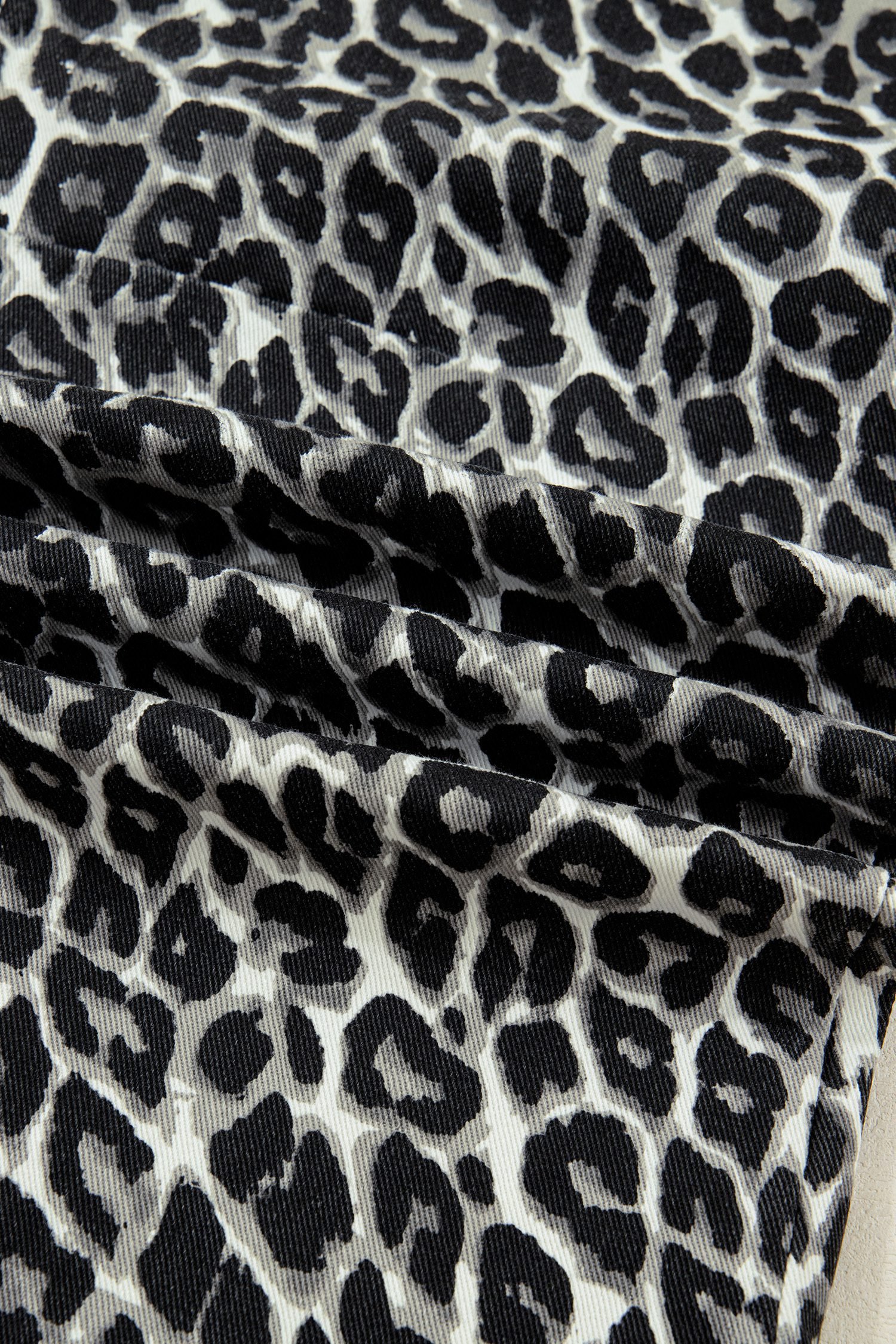 Black Leopard Print Barrel Jeans - Image 11