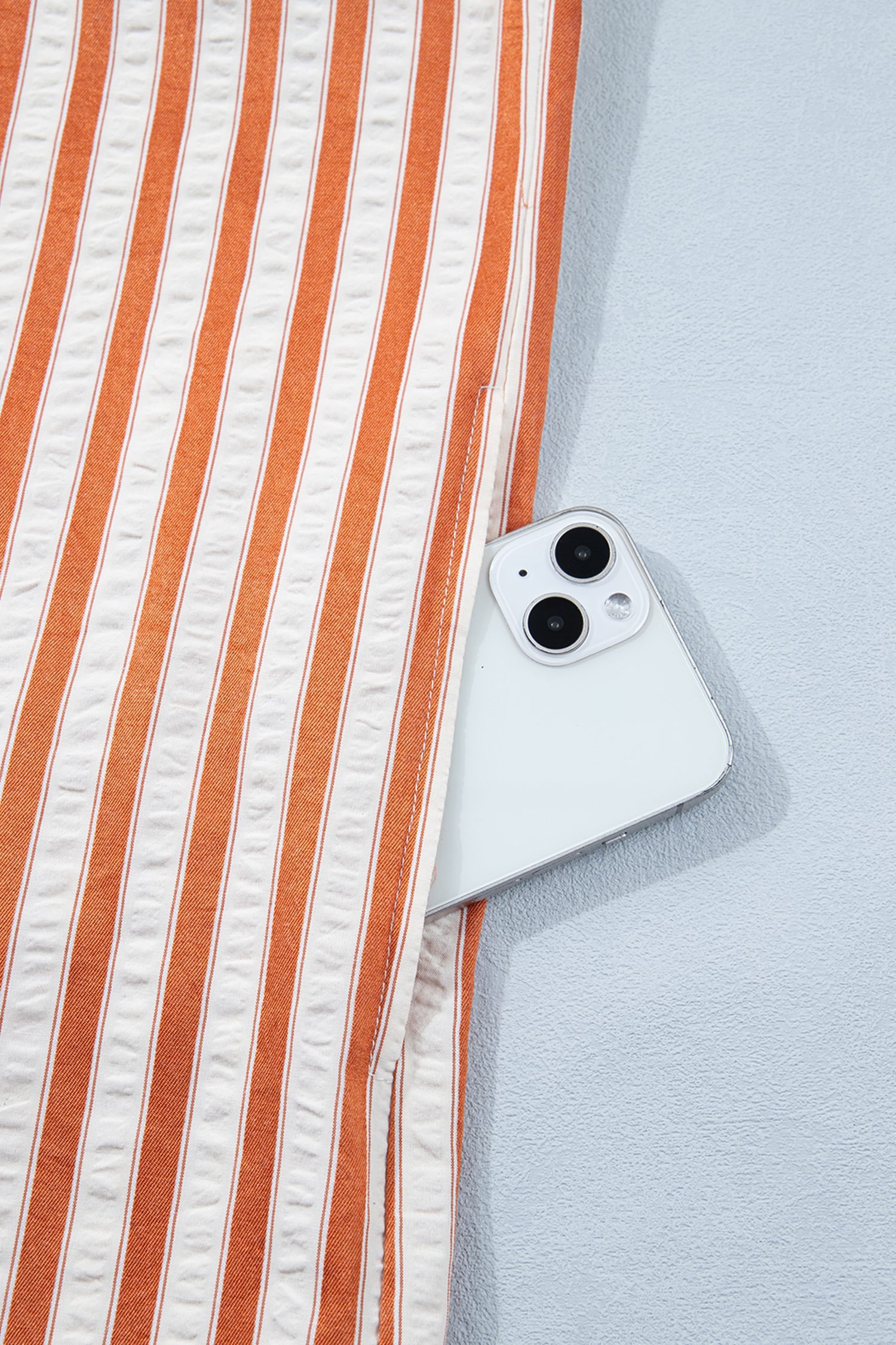 Brown Stripe Pinched V Neck Turn-up Cuffs Shift Mini Dress - Image 10