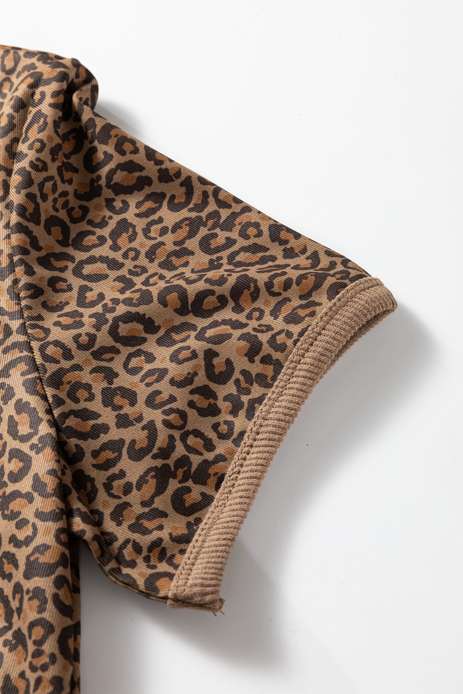 Khaki Fierce Leopard Crew Neck T Shirt