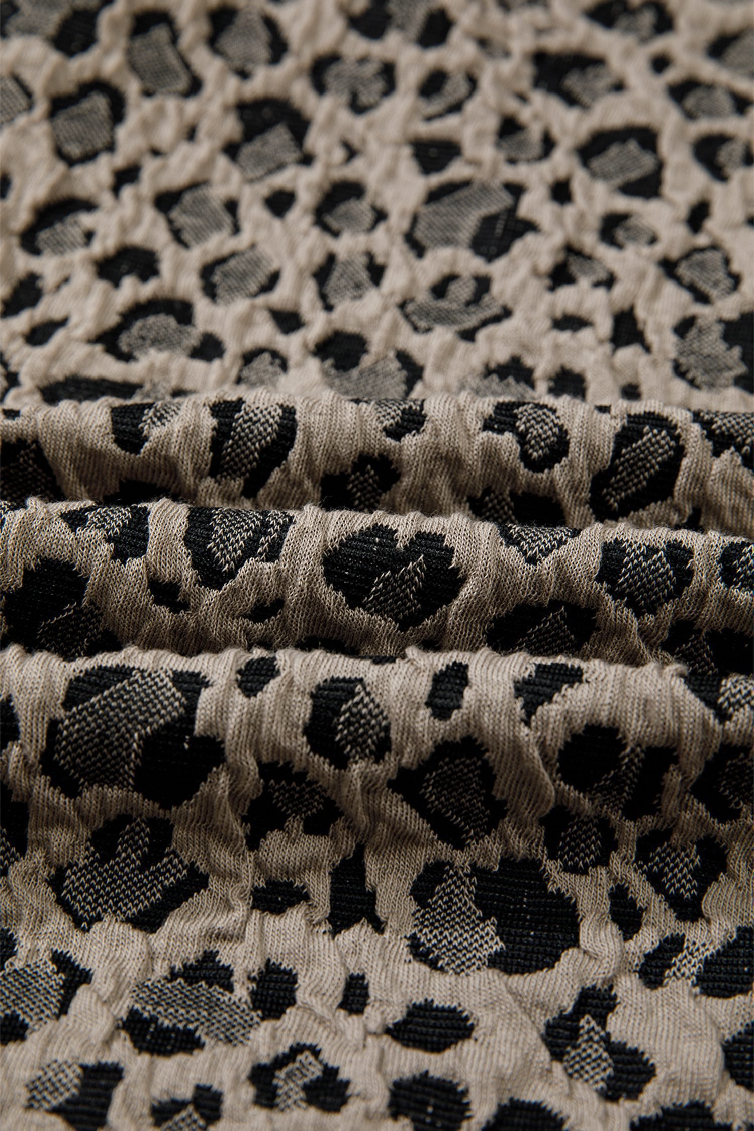 Beige Zip up Collared Leopard Cap Sleeve Top - Image 10