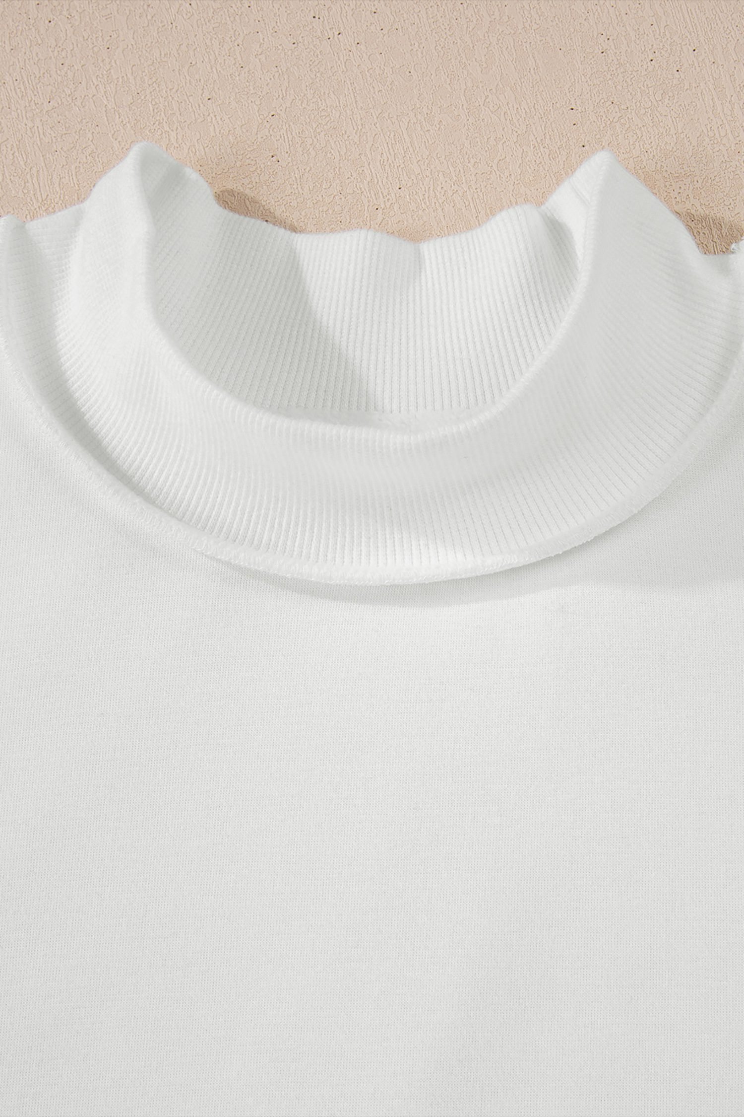 White Oversize Drop Shoulder Reversible Mock Neck Sweatshirt - Image 11