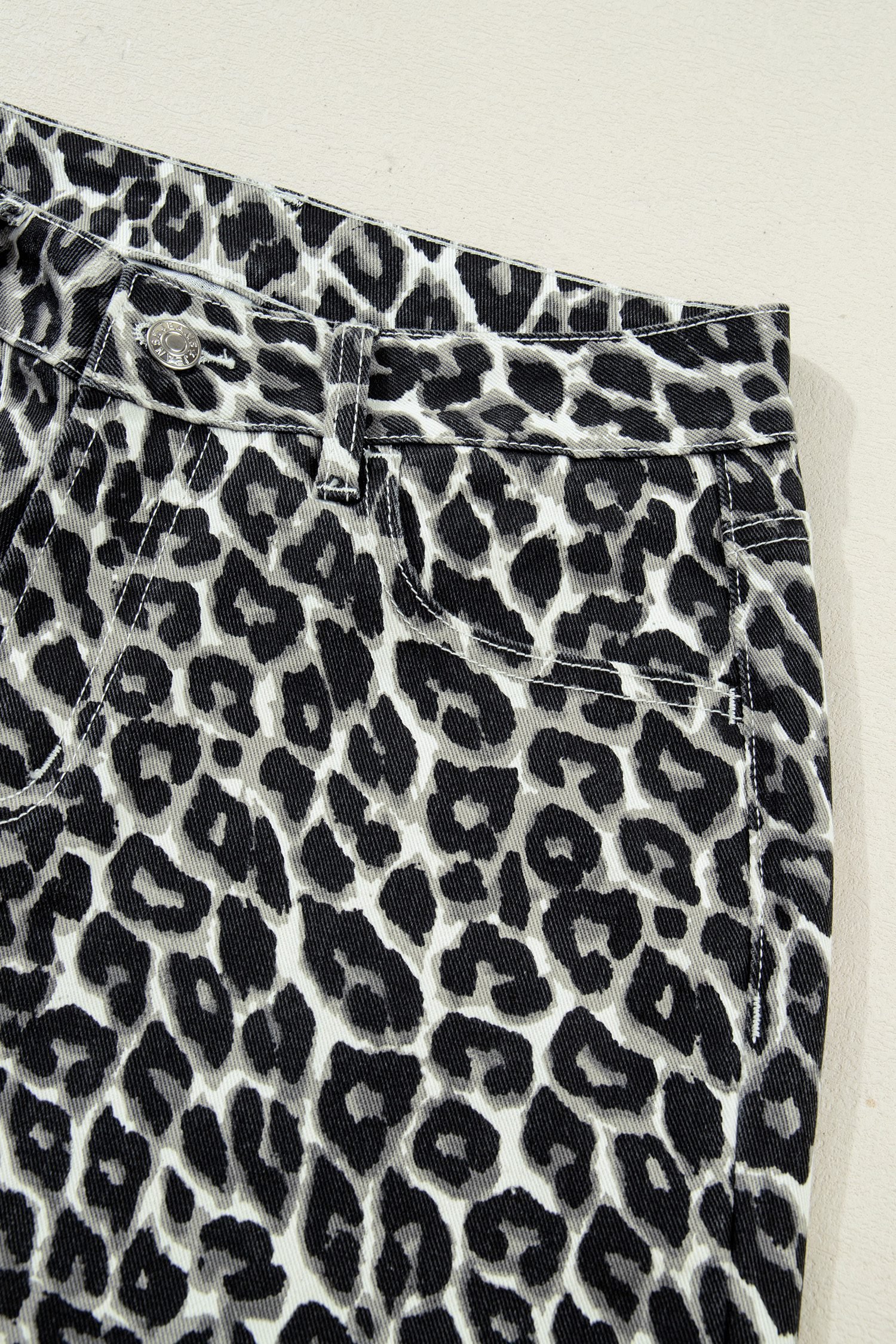 Black Leopard Print Barrel Jeans - Image 14