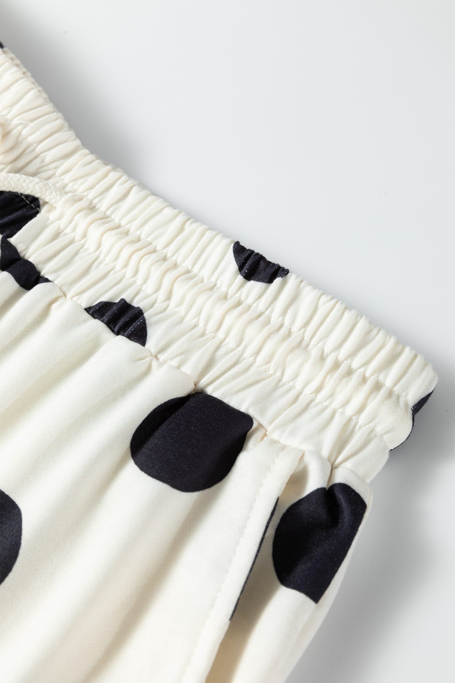 Beige Polka Dot Print Drop Shoulder Pullover Drawstring Jogger Pant Set - Image 7