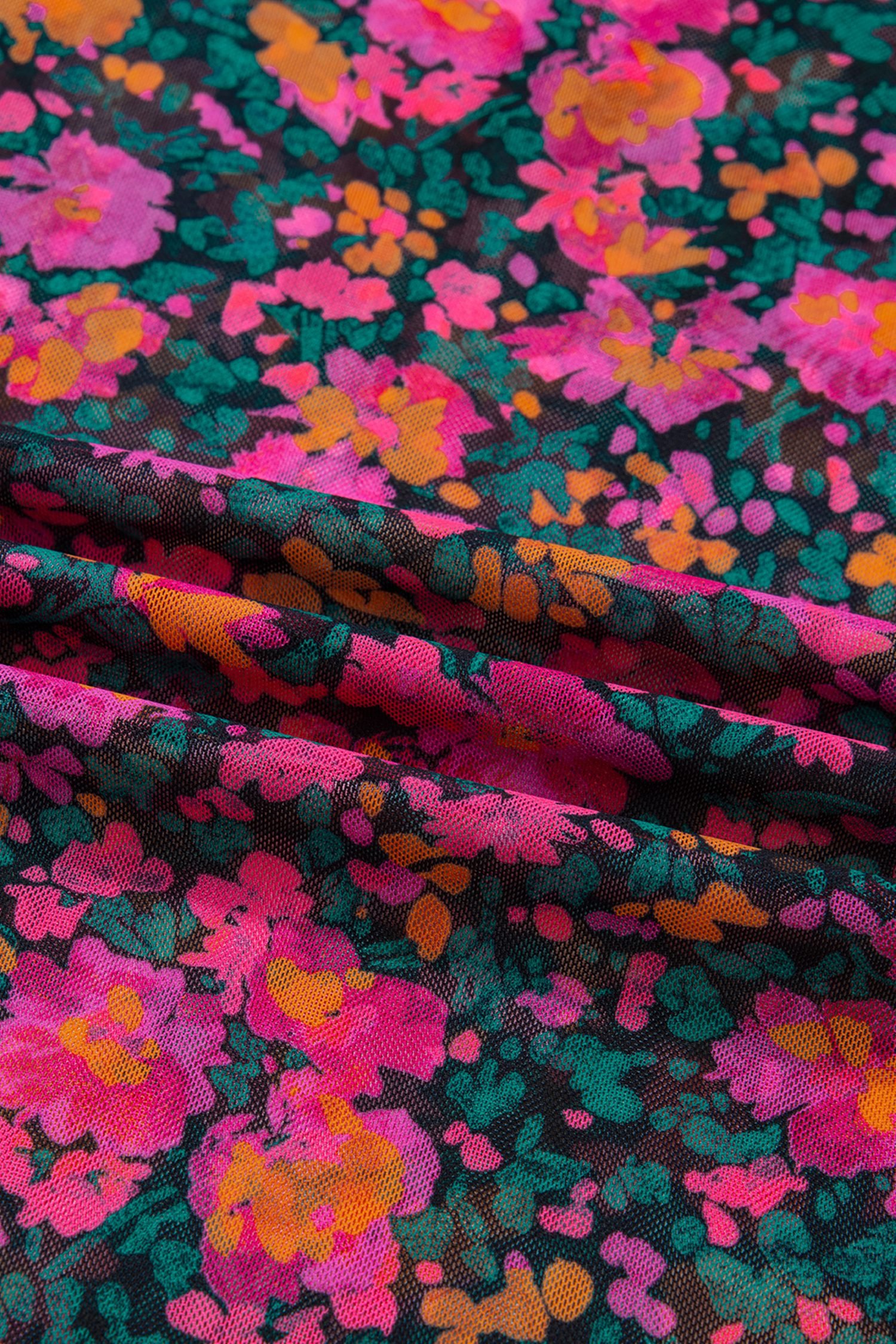 Rose Plus Size Vintage Floral Print Mesh Long Sleeve Top - Image 6