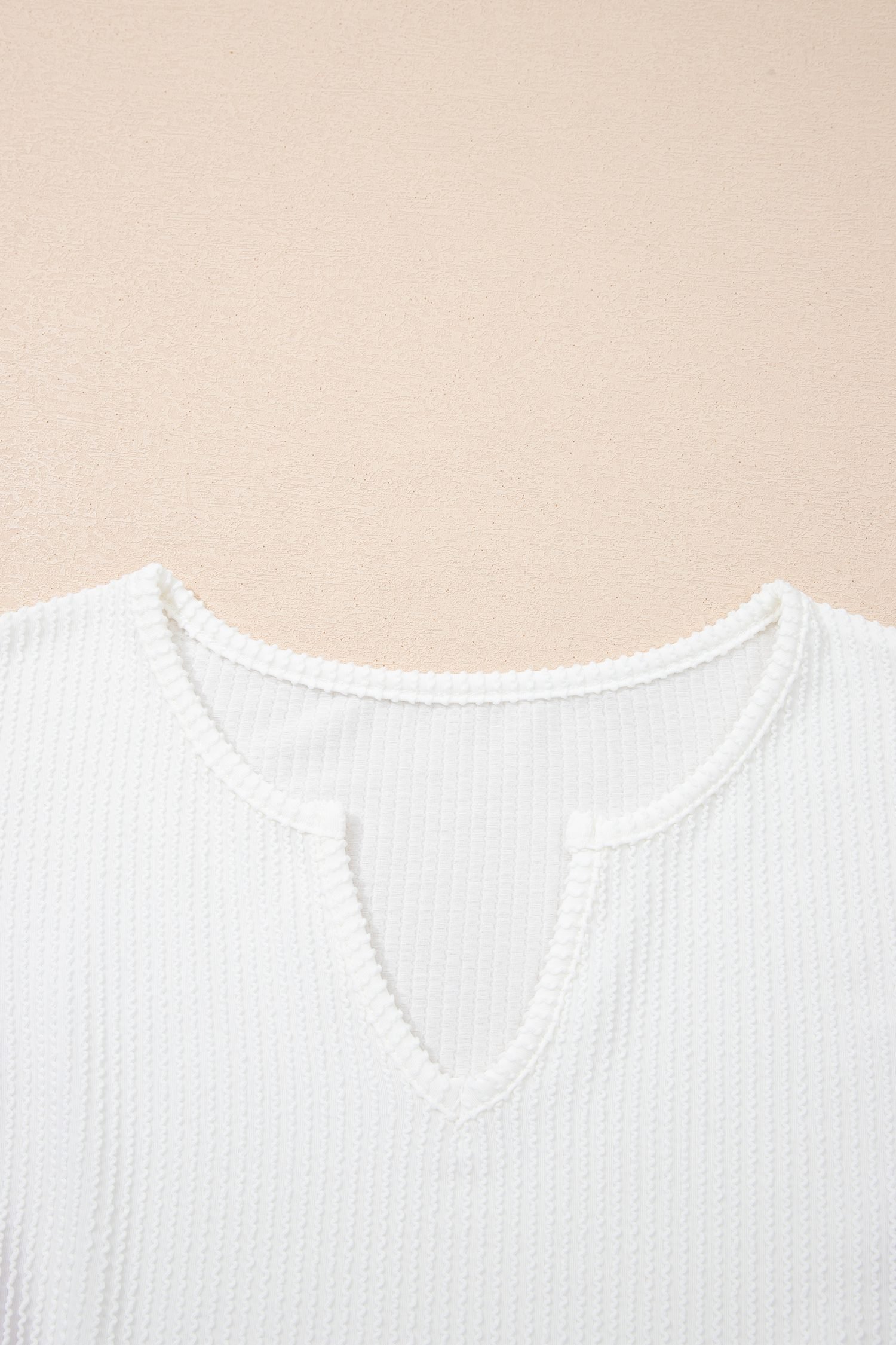 White Spiral Ribbed Raw Seam Color Block Patchwork Long Sleeve Top