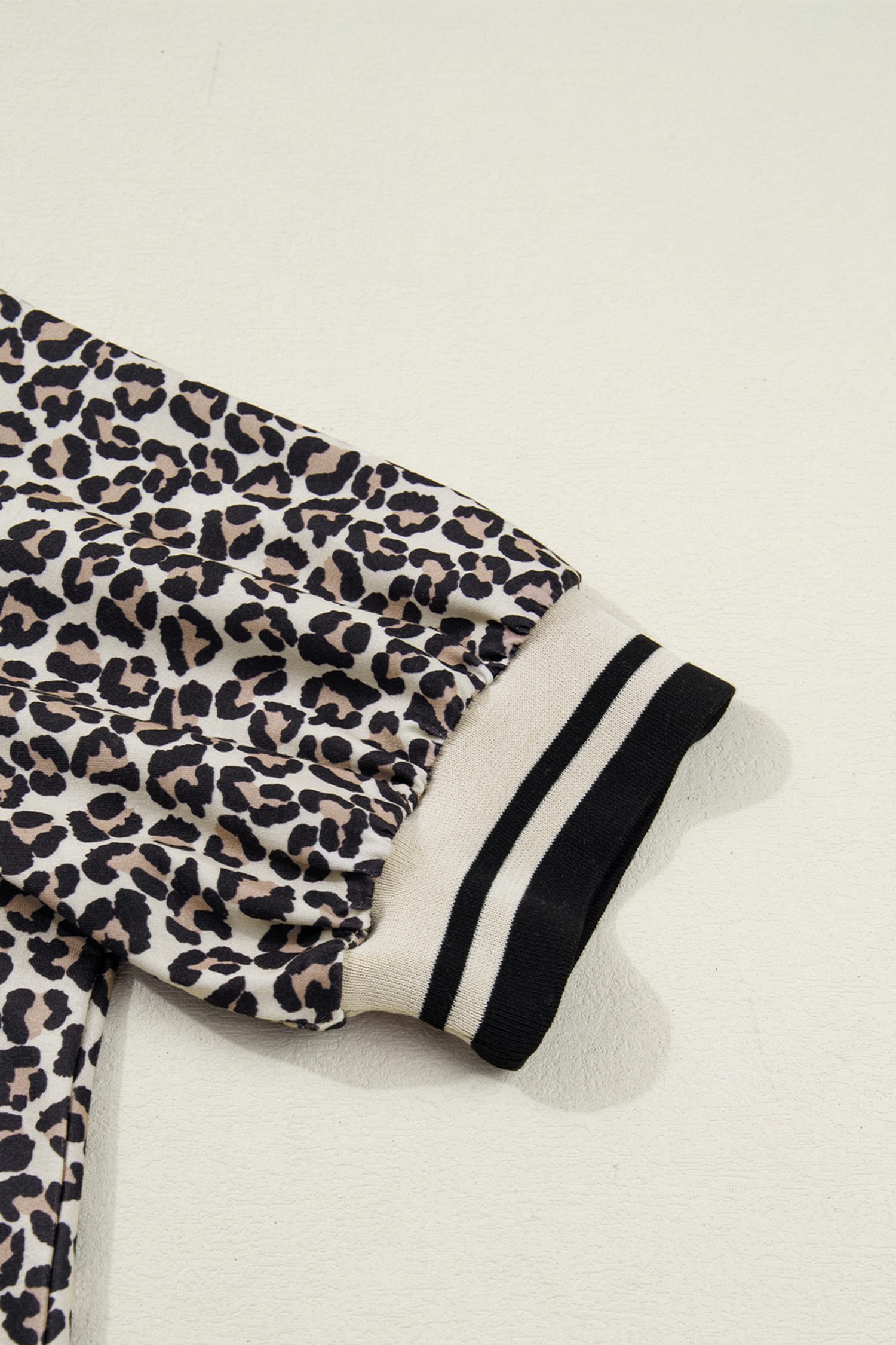 Khaki Leopard Print Zip Neck Striped Webbing Patchwork T Shirt Mini Dress