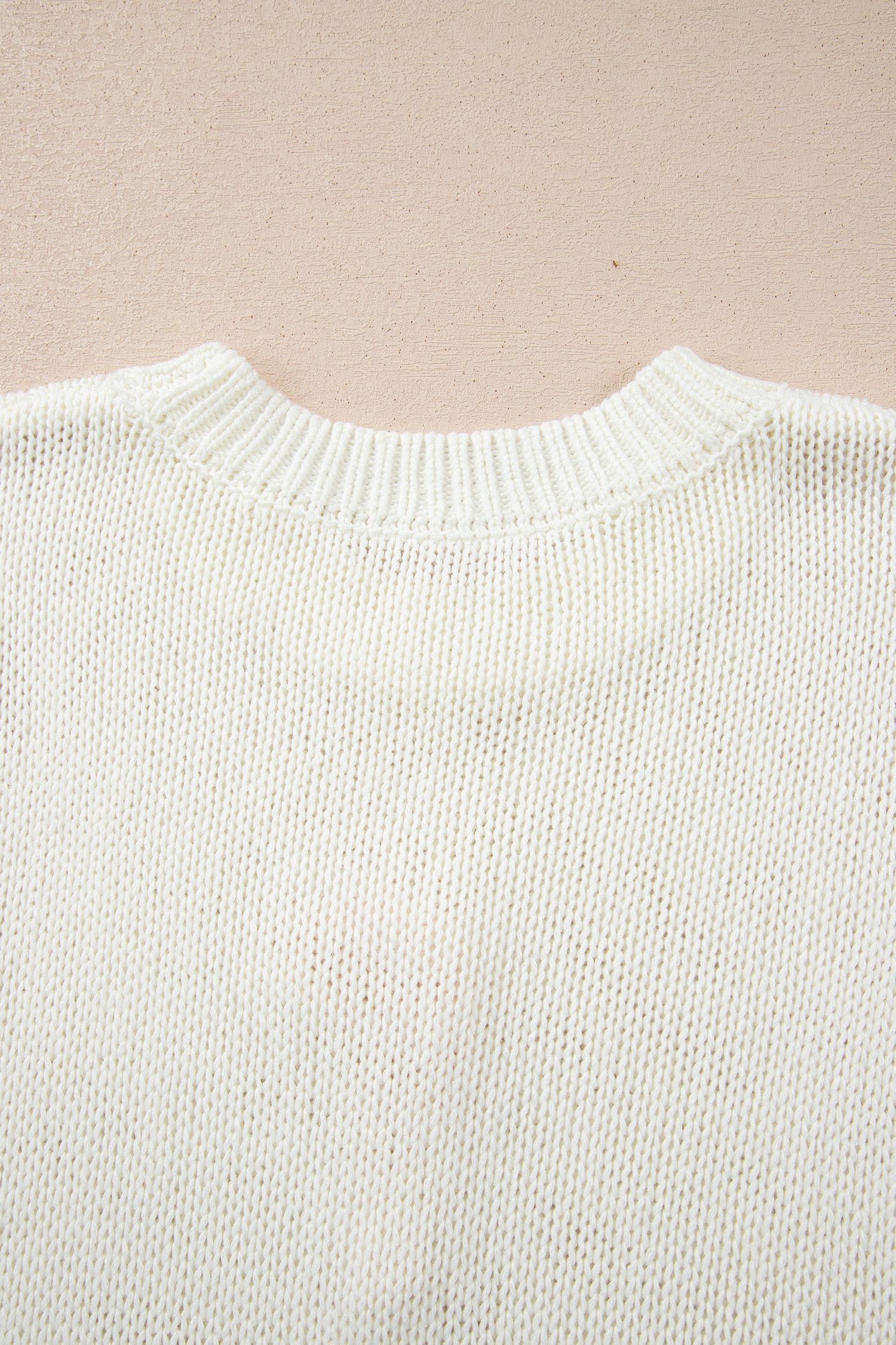 White Short Sleeve Knit Contrast Bow Knot Loose Sweater - Image 10