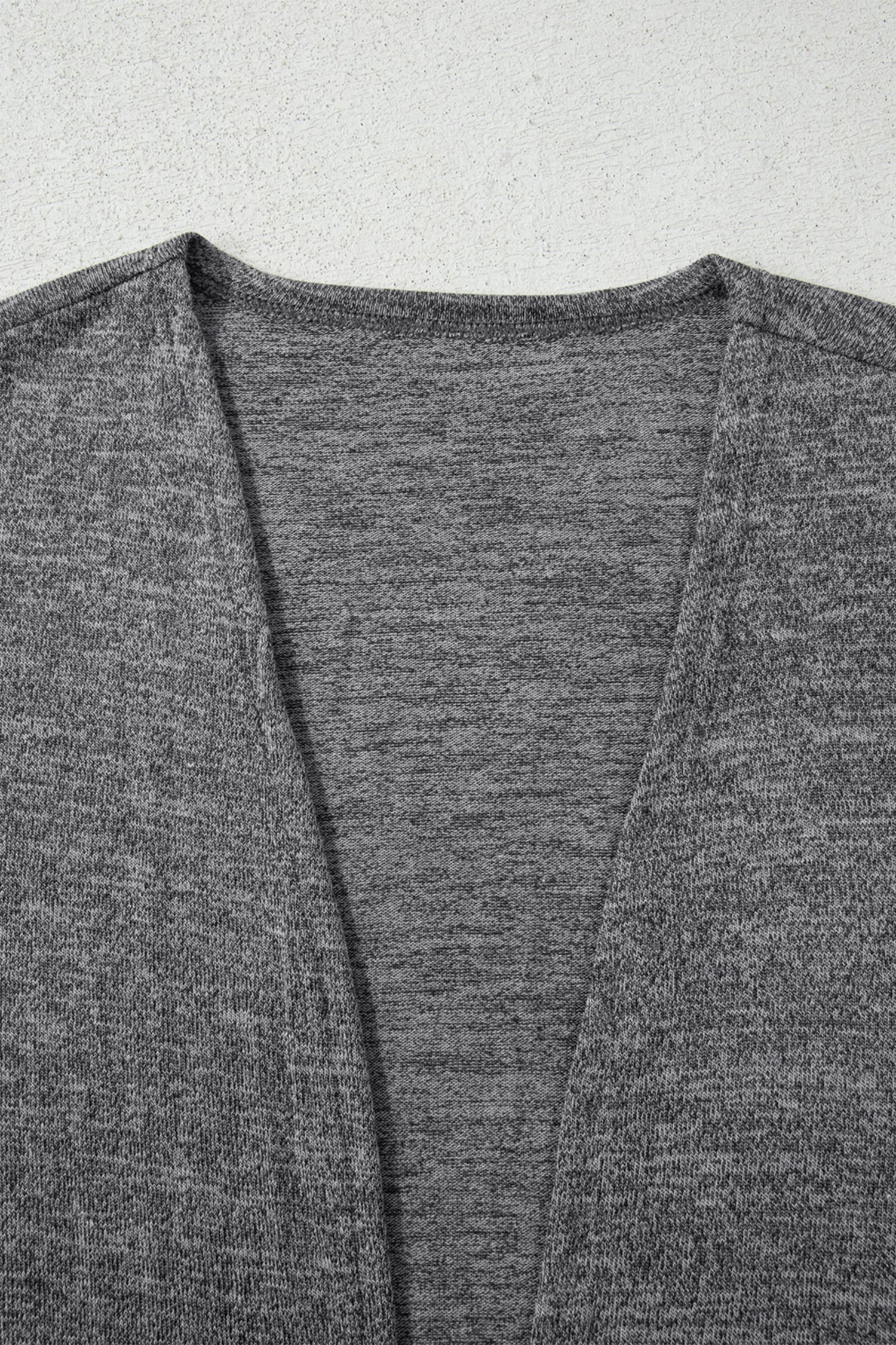 Dark Grey 3pcs V Neck T Shirt Ribbon Knot Pants Open Duster 3pcs Lounge Set